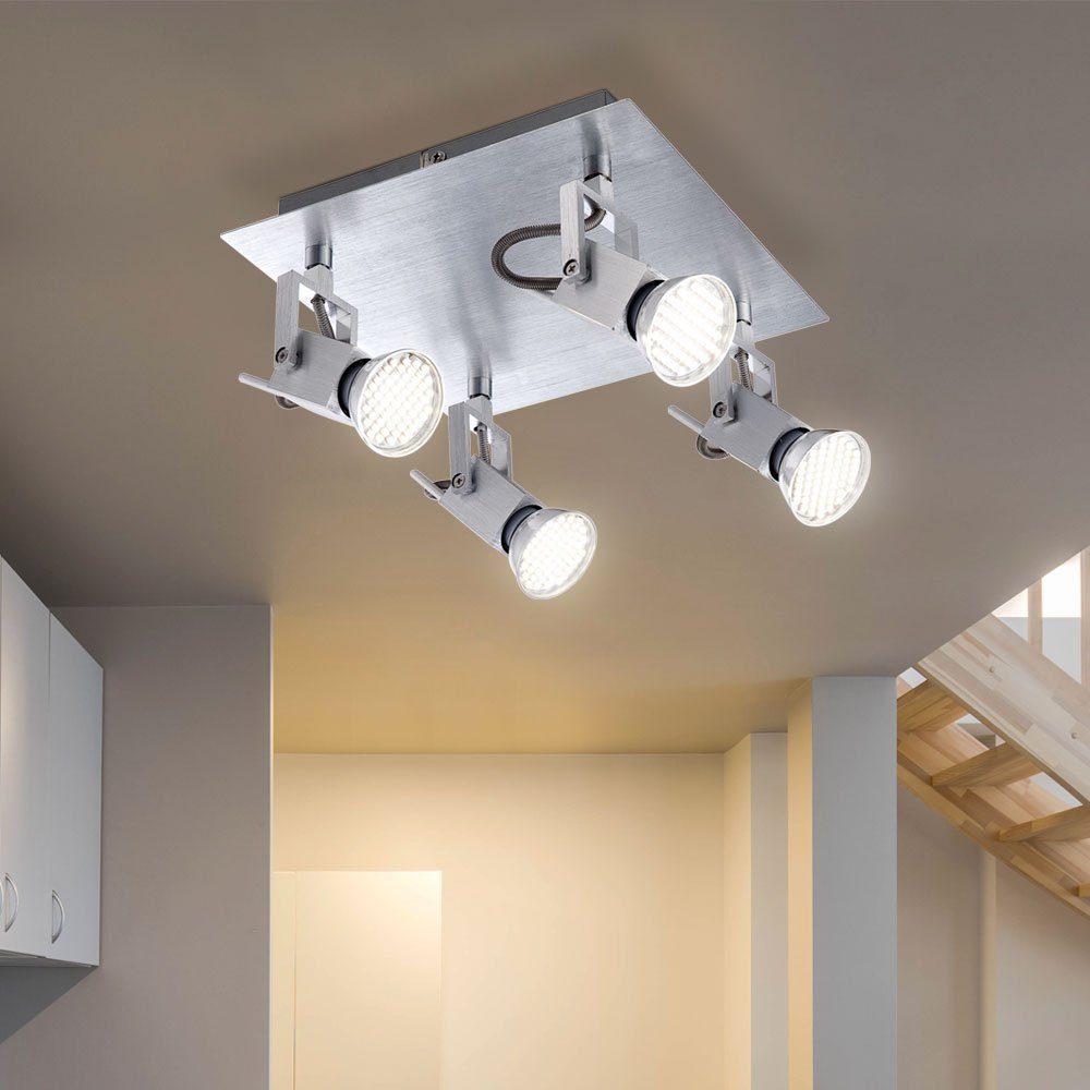 LED Decken Strahler Lampe Arbeits Zimmer Spots beweglich Chrom Glas Flur Leuchte 