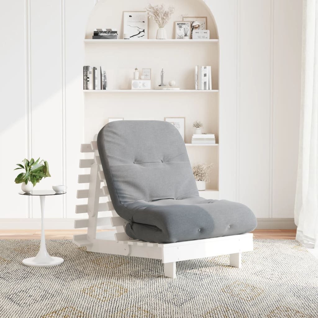 vidaXL Schlafsofa vidaXL Futon Schlafsofa mit Matratze Weiß 70x206x11 Massivholz Kiefer