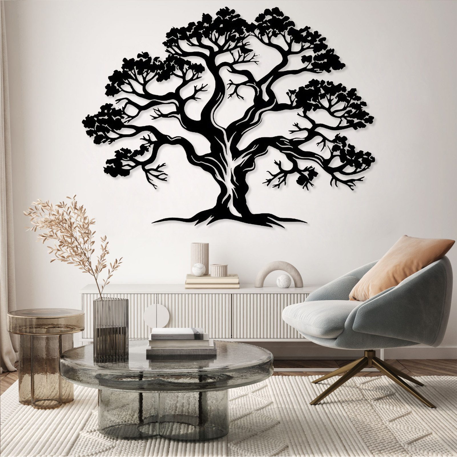 Jumpeak Wanddekoobjekt Baum des Lebens Wanddekoration,Alter Abstrakter Baum,Wurzelreich,üppig, Metall, 4 Farben, 3 Größen,Volles …
