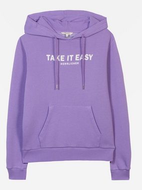 Herrlicher Kapuzensweatshirt Chiana Hoody Logo Druck „Take it easy, Herrlicher“, Kapuze mit Bindeband