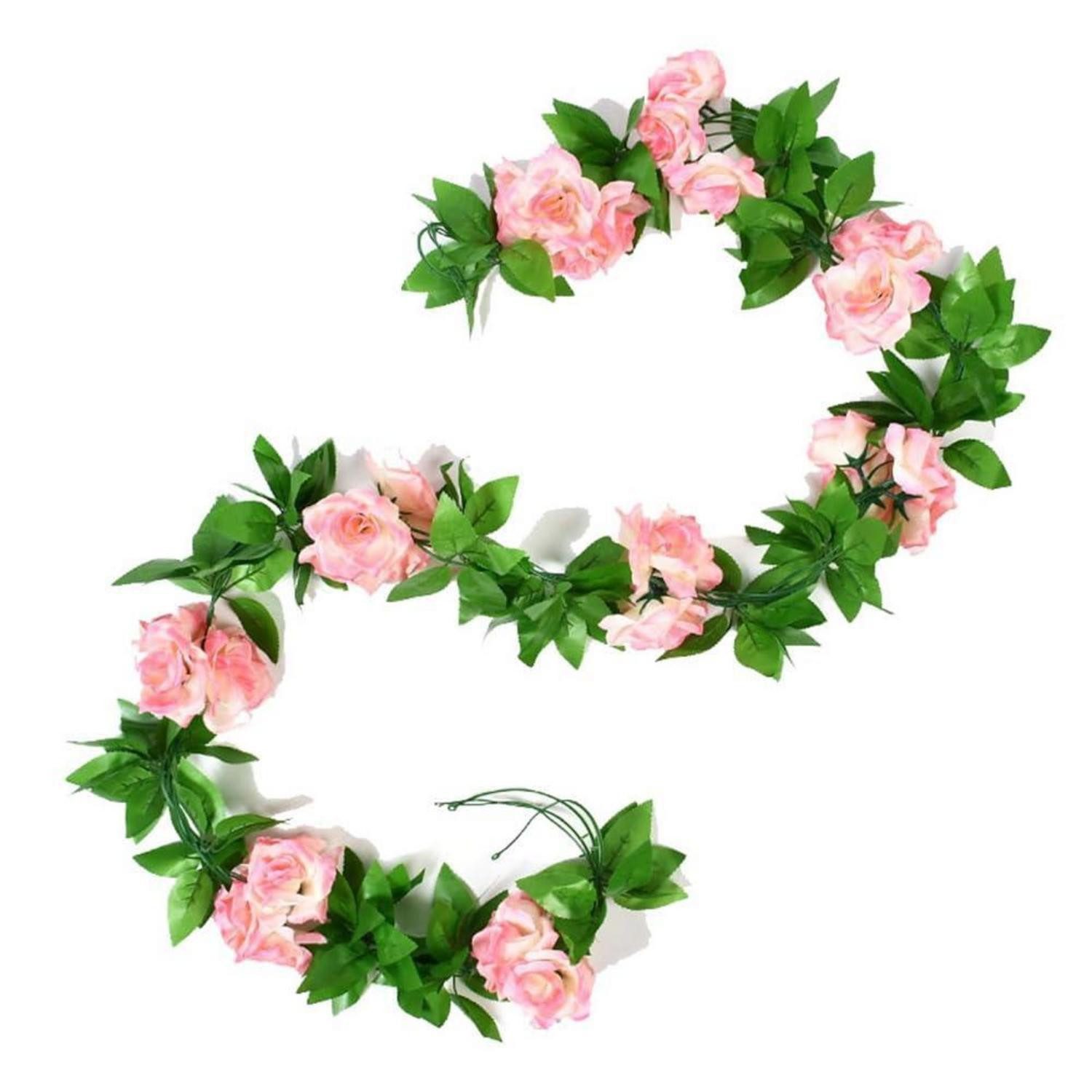 Kunstgirlande Künstliche Rosengirlande 2.4m Rosa, LuxusKollektion, Höhe 10 cm