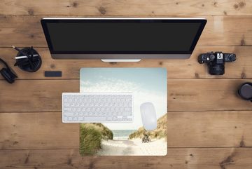 MuchoWow Gaming Mauspad Strand - Fahrrad - Wolken (1-St), Mousepad mit Rutschfester Unterseite, Gaming, 40x40 cm, XXL, Großes