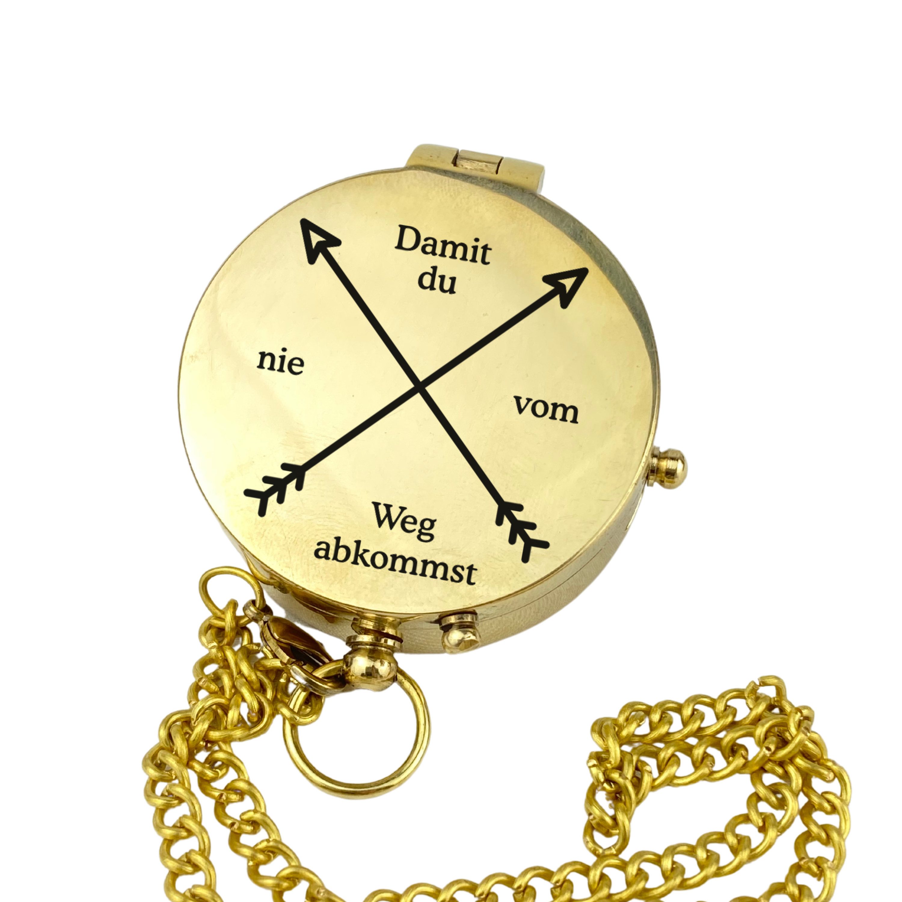 Kompass Kompass Messing poliert mit Gravur auf dem Deckel verschiedene Motive