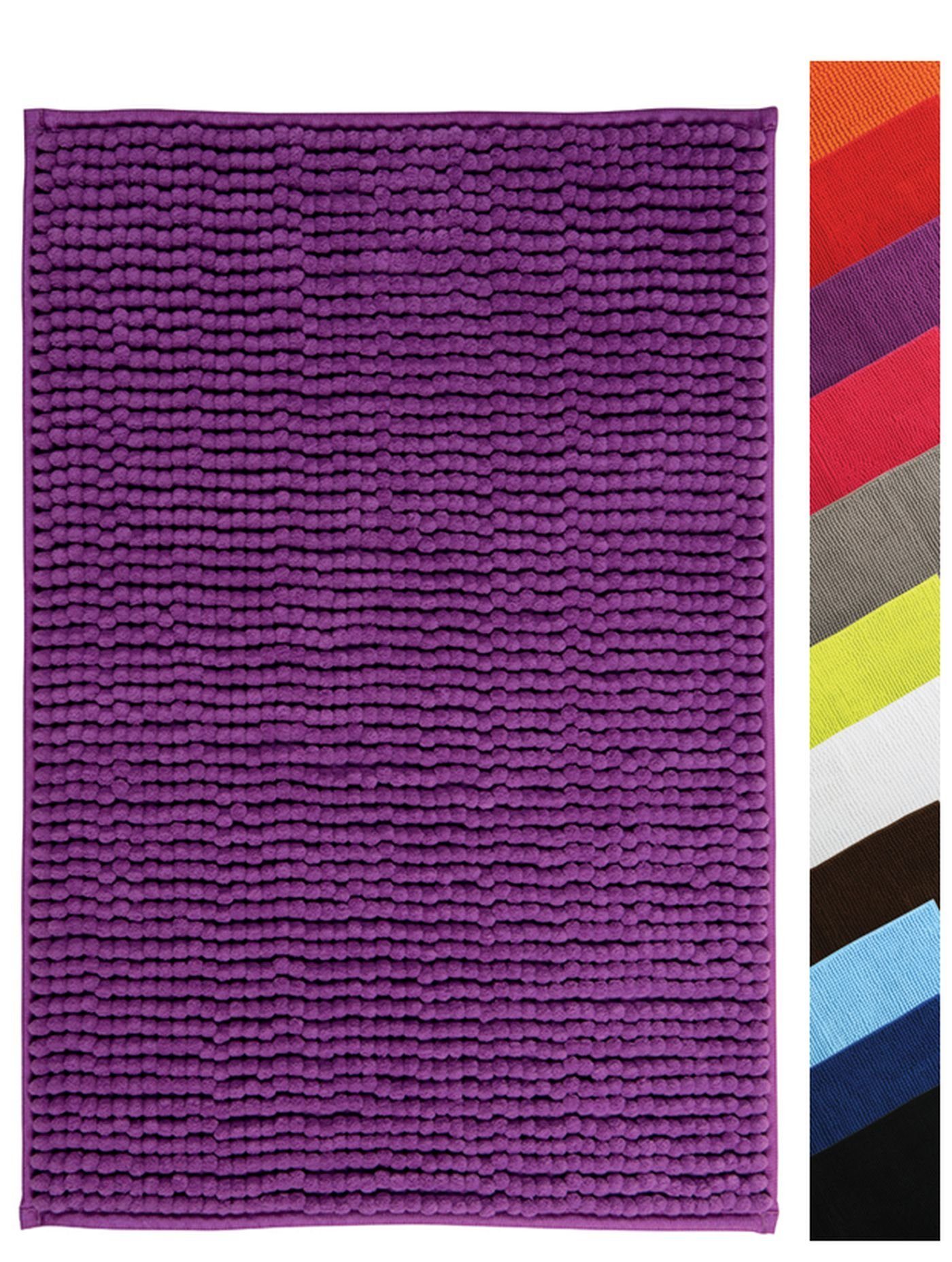 MSV Badematte CHENILLE, Höhe 12 mm, Badteppich, 100% Polyester Microfaser, Anti-Rutsch Beschichtung, mit praktischer Schlaufe zum Aufhängen, Waschbar 30°, Flauschig weich und warm, in 3 Größen erhältlich: 40 x 60, 50 x 80 und 60 x 90, viele angesagte Trendfarben, Polyester Microfaser, rechteckig