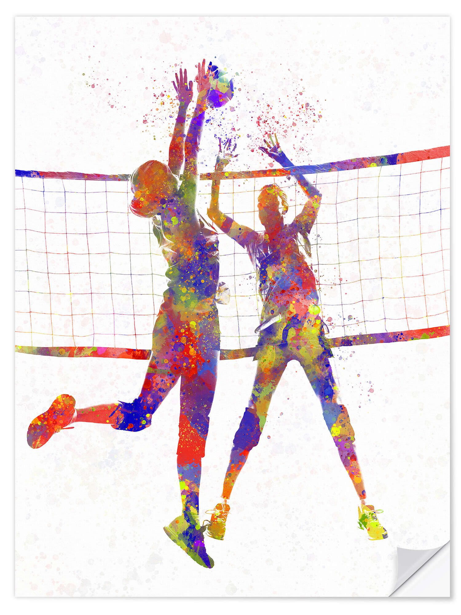 Posterlounge Wandfolie nobelart, Zwei Volleyballspielerinnen I, Fitnessraum Illustration