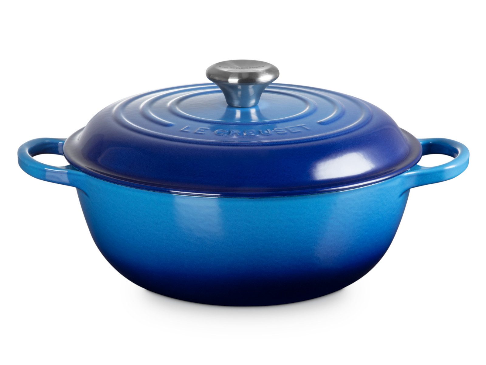 LE CREUSET Bräter Stew Pot Signature rund azure 26cm, Emailliertes Gusseisen