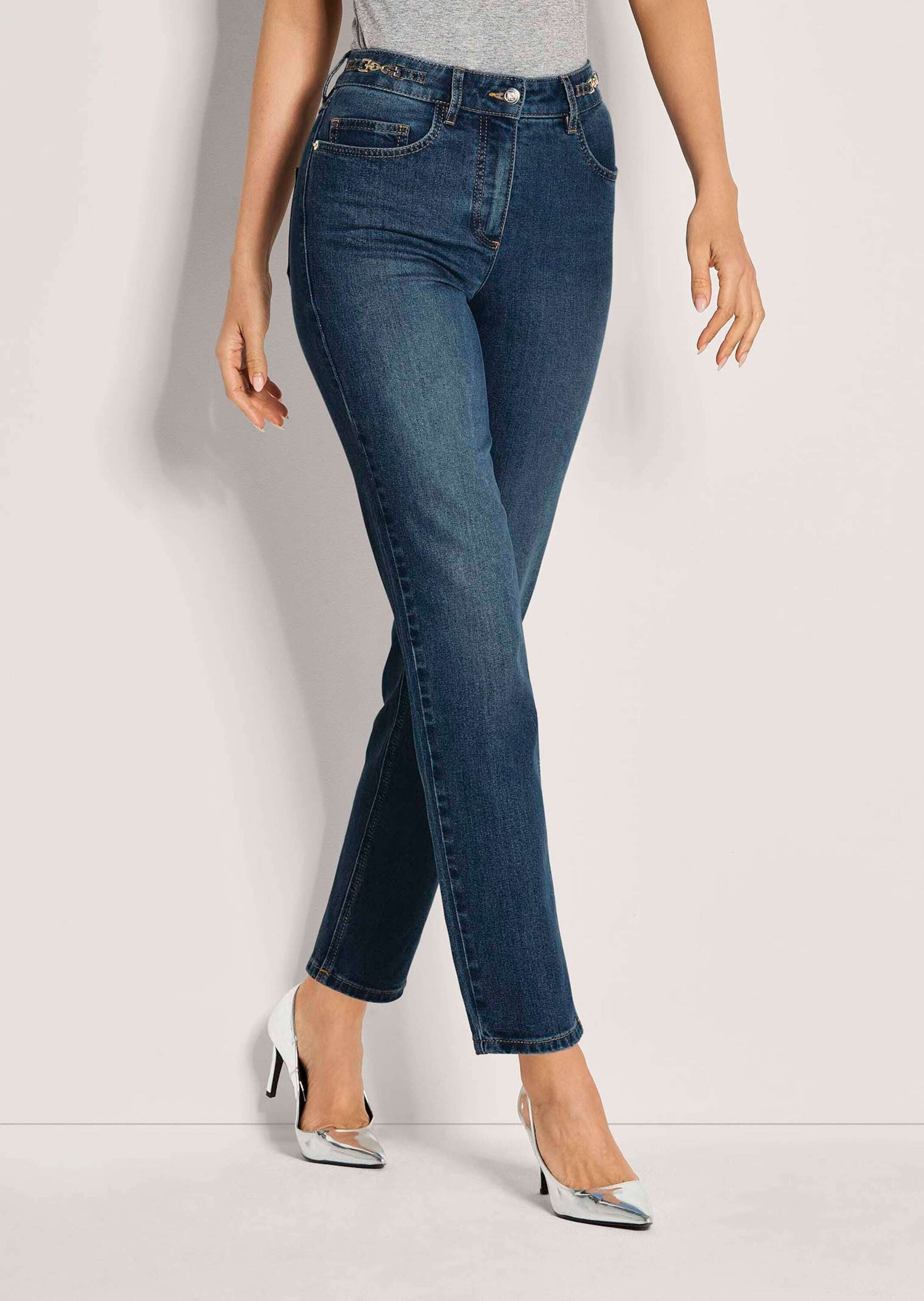 MADELEINE Gerade Jeans Kurzgröße: Lange Slim Fit Stretch-Jeans Waschung mit günstig online kaufen