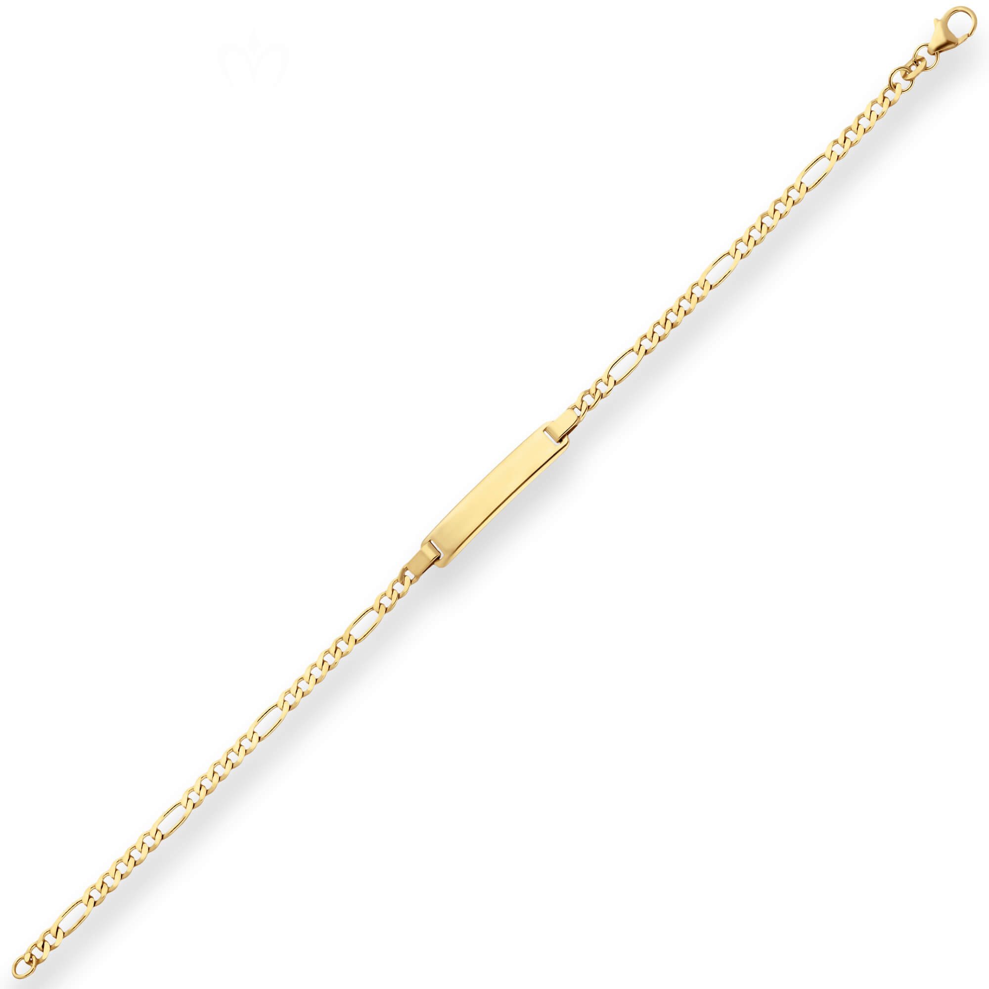 Schmuck Krone Goldarmband Id-Armband Figarokette diamantiert Schildband 333 Gelbgold 14cm, Gold 333