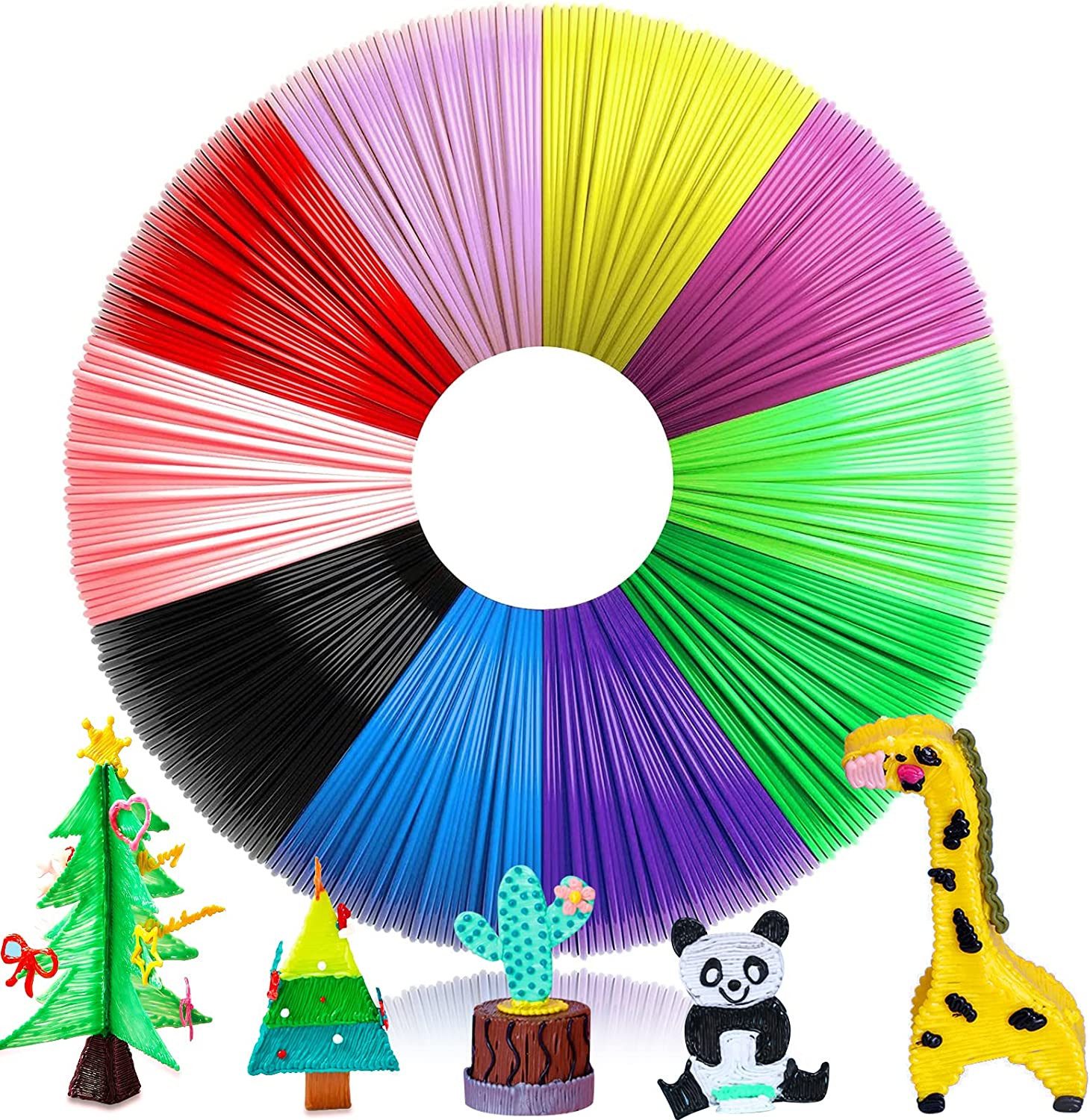 KINSI 3D-Drucker-Stift 10 Bündel mit 10 Farben 50m PCL Verbrauchsmaterial, Hohe Temperaturbeständigkeit, Härte, hohe Festigkeit und Steifigkeit