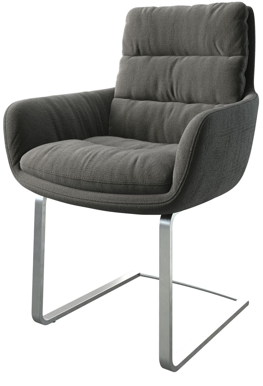 DELIFE Polsterstuhl Abelia-Flex, mit Armlehnen Holzgestell kantig Grau Antik 180° drehbar