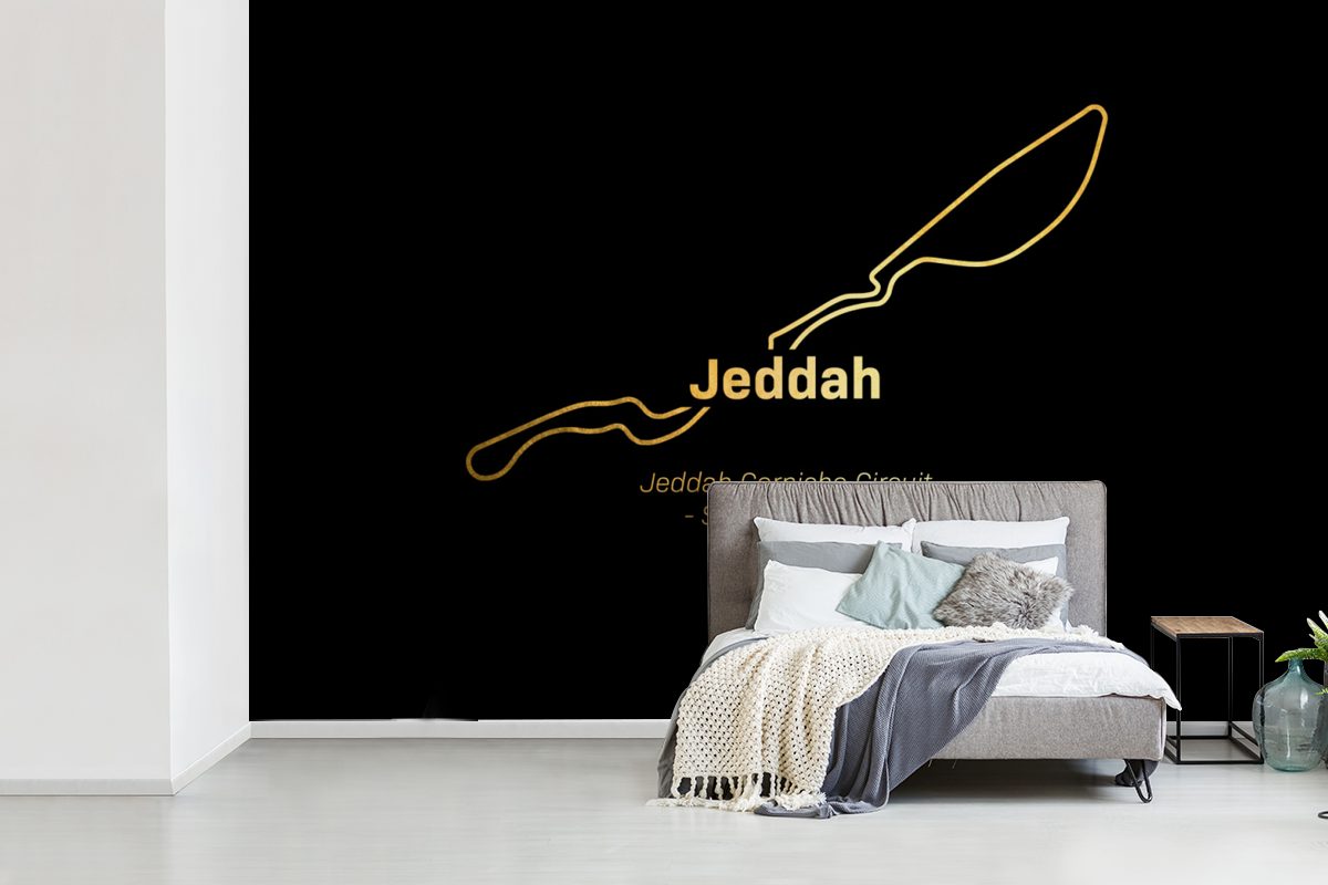 Schlafzimmer, für Vinyl Wallpaper F1- Fototapete (6 Tapete Rundkurs, MuchoWow Wohnzimmer, Kinderzimmer, bedruckt, Matt, Jeddah St), -