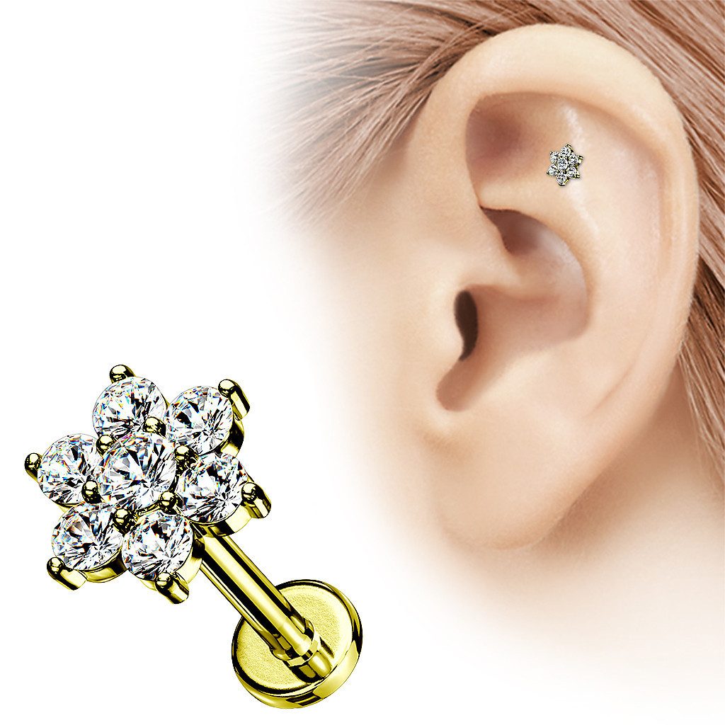 Taffstyle Piercing-Set Tragus Labret Ohr Stecker Piercing flach Zirkonia Bl günstig online kaufen