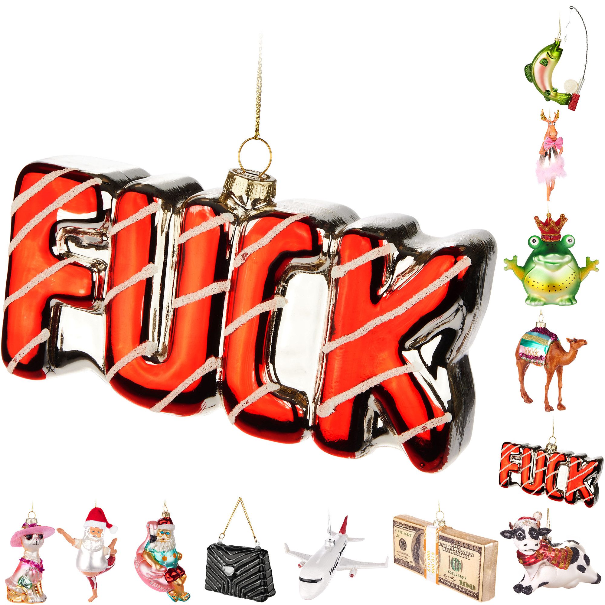 BRUBAKER Weihnachtsbaumkugel Handbemalte Weihnachtskugel - viele lustige Mo günstig online kaufen