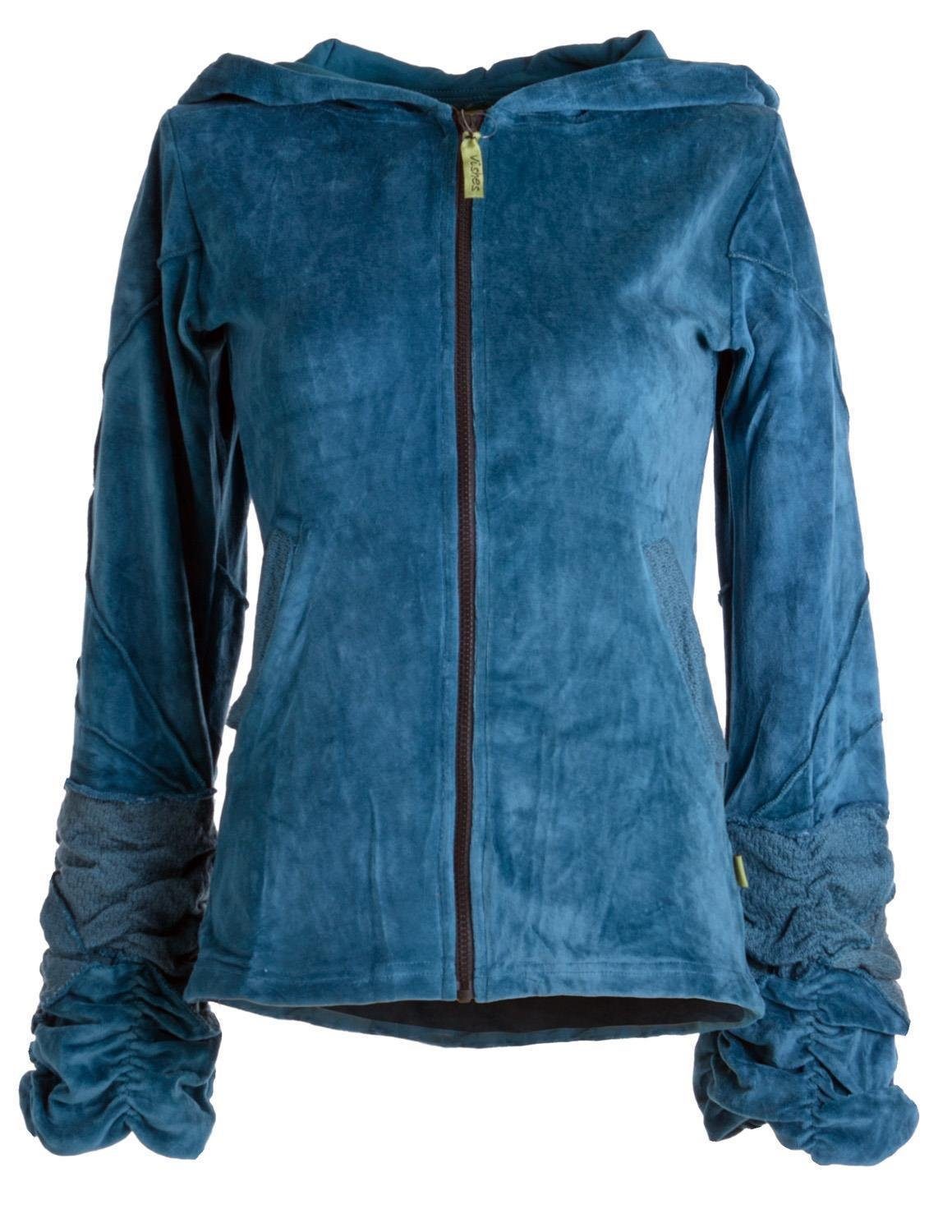Vishes Sommerjacke Samtjacke Hoodie Elfenjacke Cardigan, Ethno, Hippie, Goa Style