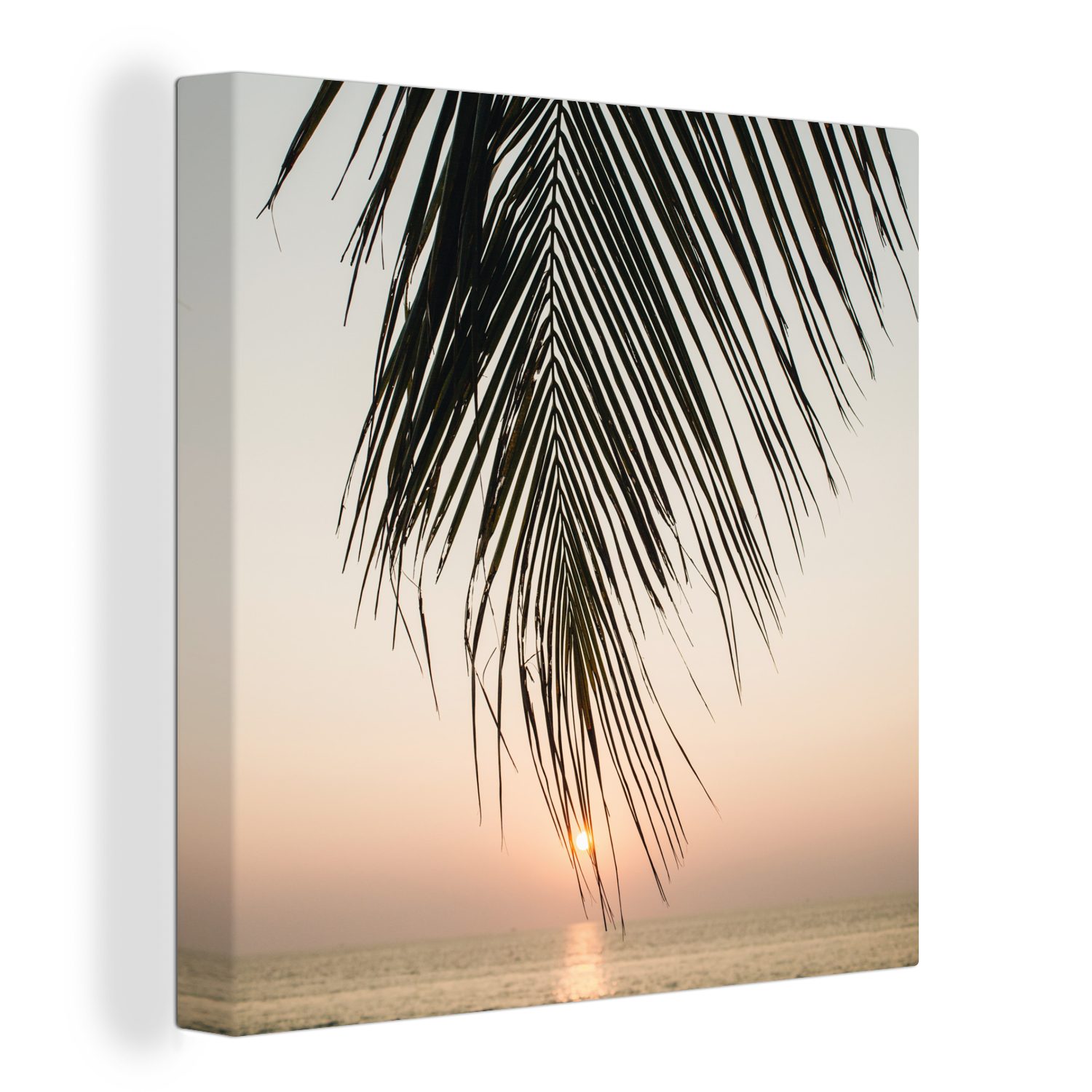 OneMillionCanvasses® Leinwandbild Sonne - Palme - Blatt, (1 St), Leinwand Bilder für Wohnzimmer Schlafzimmer