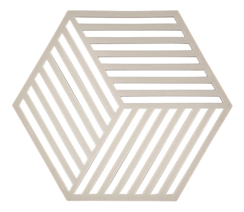 Topfuntersetzer Hexagon Streifen 16 x 14 cm Silikon Warm Grey
