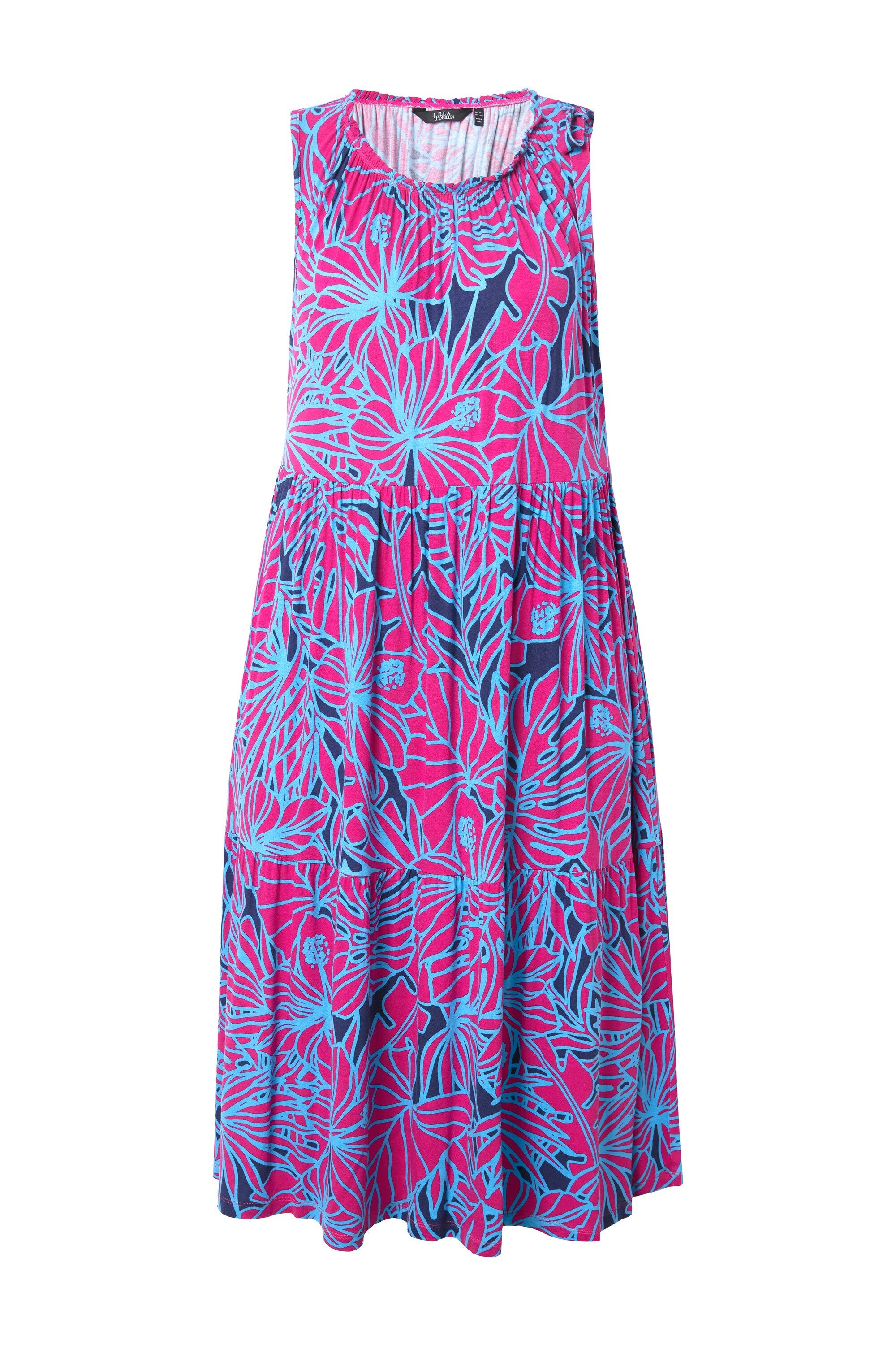 Ulla Popken Jerseykleid Jersey-Midikleid Blüten gekräuselter günstig online kaufen
