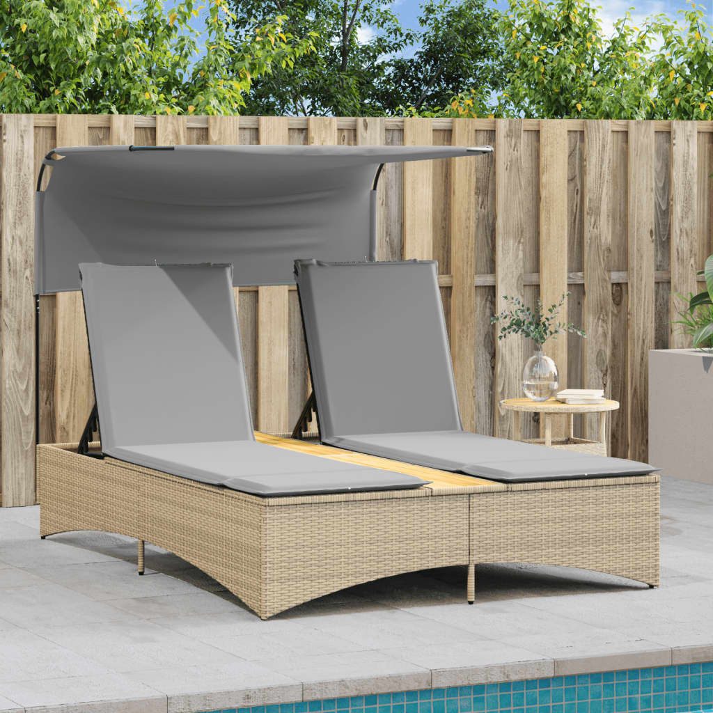 vidaXL Gartenliege Doppel-Sonnenliege mit Dach und günstig online kaufen