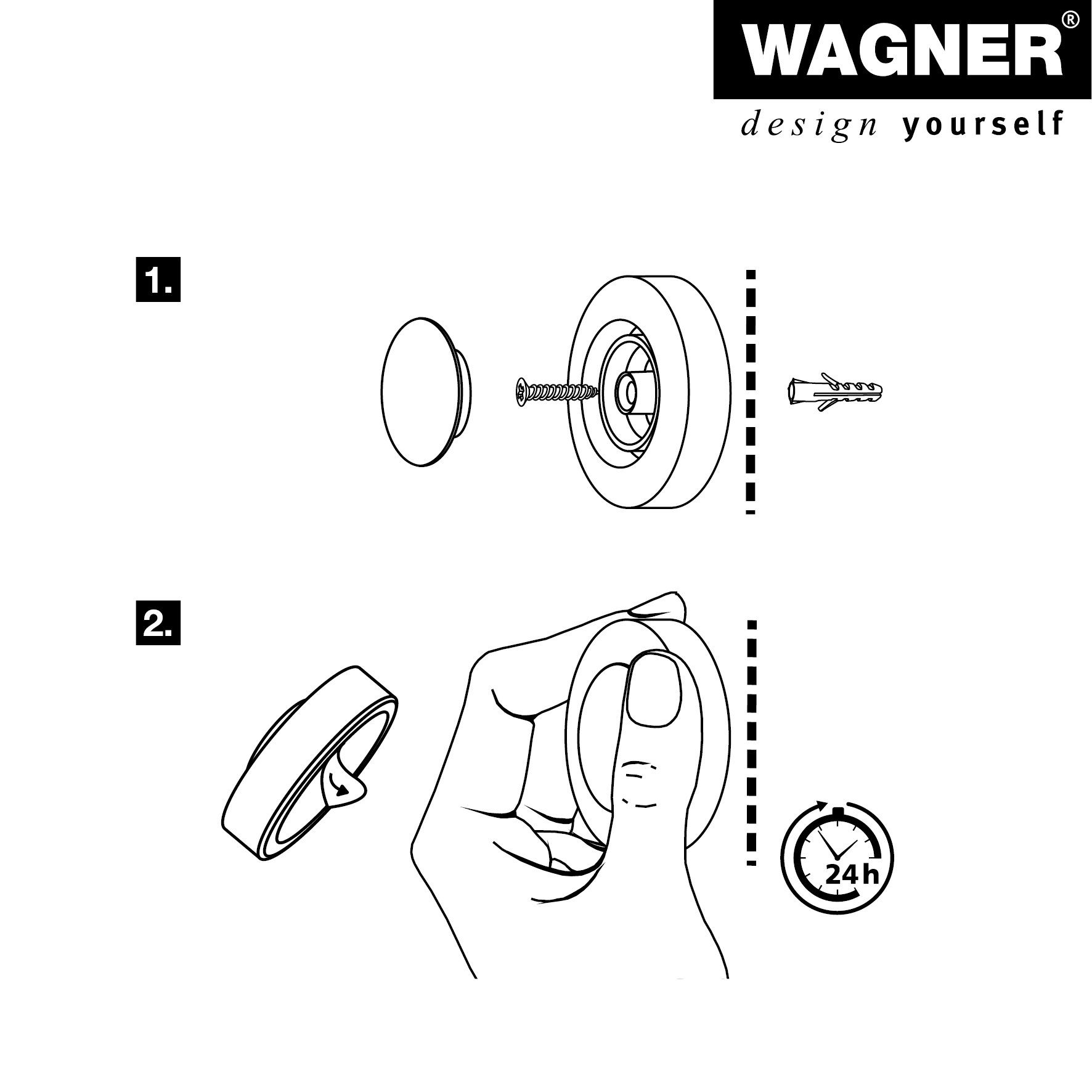 WAGNER design yourself Wandtürstopper Wandtürstopper SCREW OR GLUE - Ø 38 x 10 mm, diverse Farben, Puffer aus hochwertigem Metall/Kunststoff und Kautschuk, zum Schrauben oder Kleben