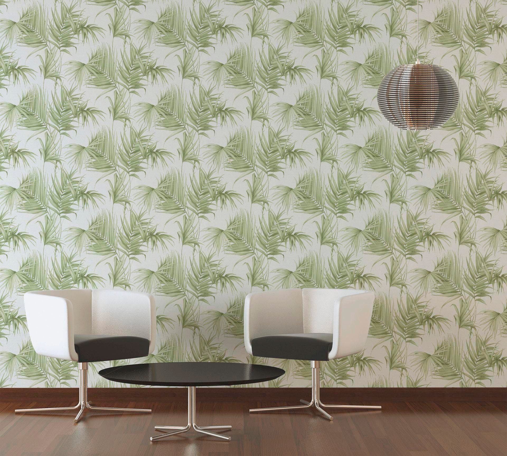 A.S. Designer METROPOLIS hellgrün/weiß tropisch, MICHALSKY BY Création LIVING Dschungeltapete Again, Vliestapete botanisch, Dream Tapete