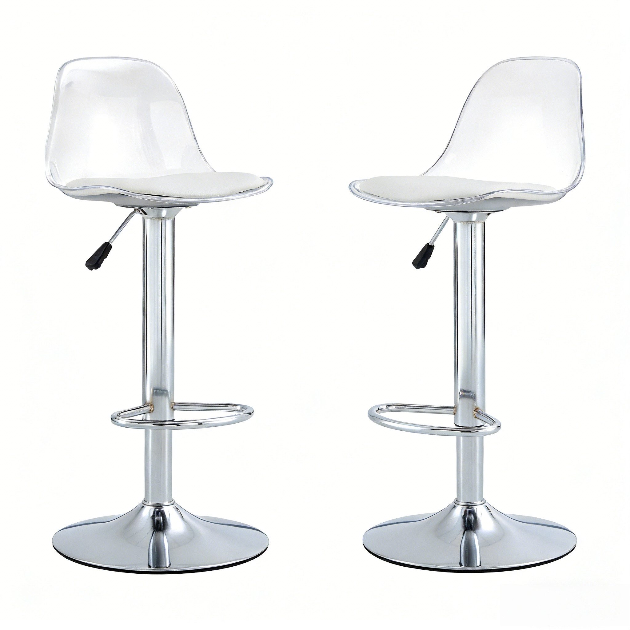 gopop Barhocker Thekenstuhl 2er Set, Transparenter Design mit Rückenlehne (2 St), höhenverstellbar & 360° drehbar – ideal für Küche & Barbereich