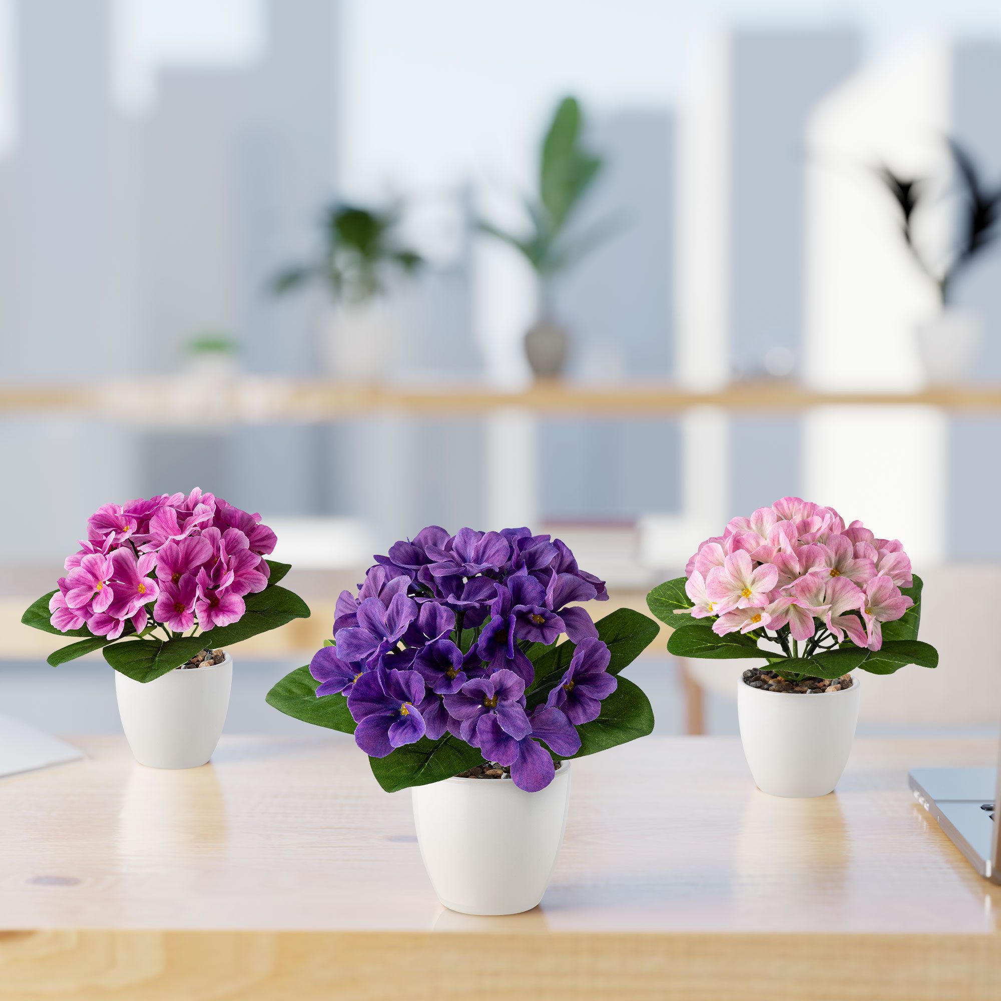 Kunstblume Kunstblumen im Topf, Künstliche Blumen wie echt, Deko Blumen Geranie, Kamelie, Orchidee, Azalee, Veilchen, PASCH, Hochwertiger Keramiktopf
