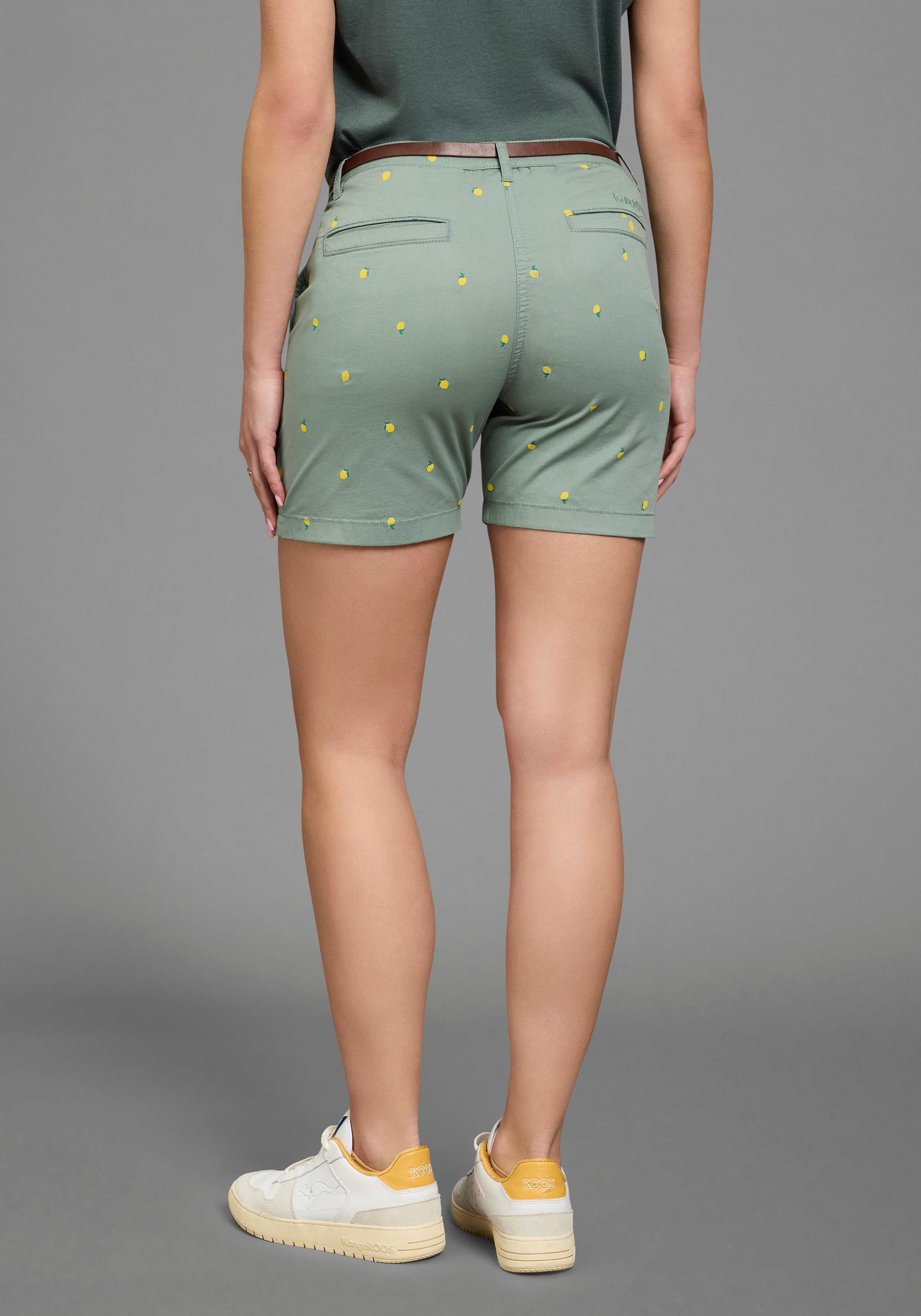 KangaROOS Chinoshorts (Set, 2-tlg., mit Gürtel) mit Zitronen, kurze Hose mit geradem Bein, inklusive Gürtel