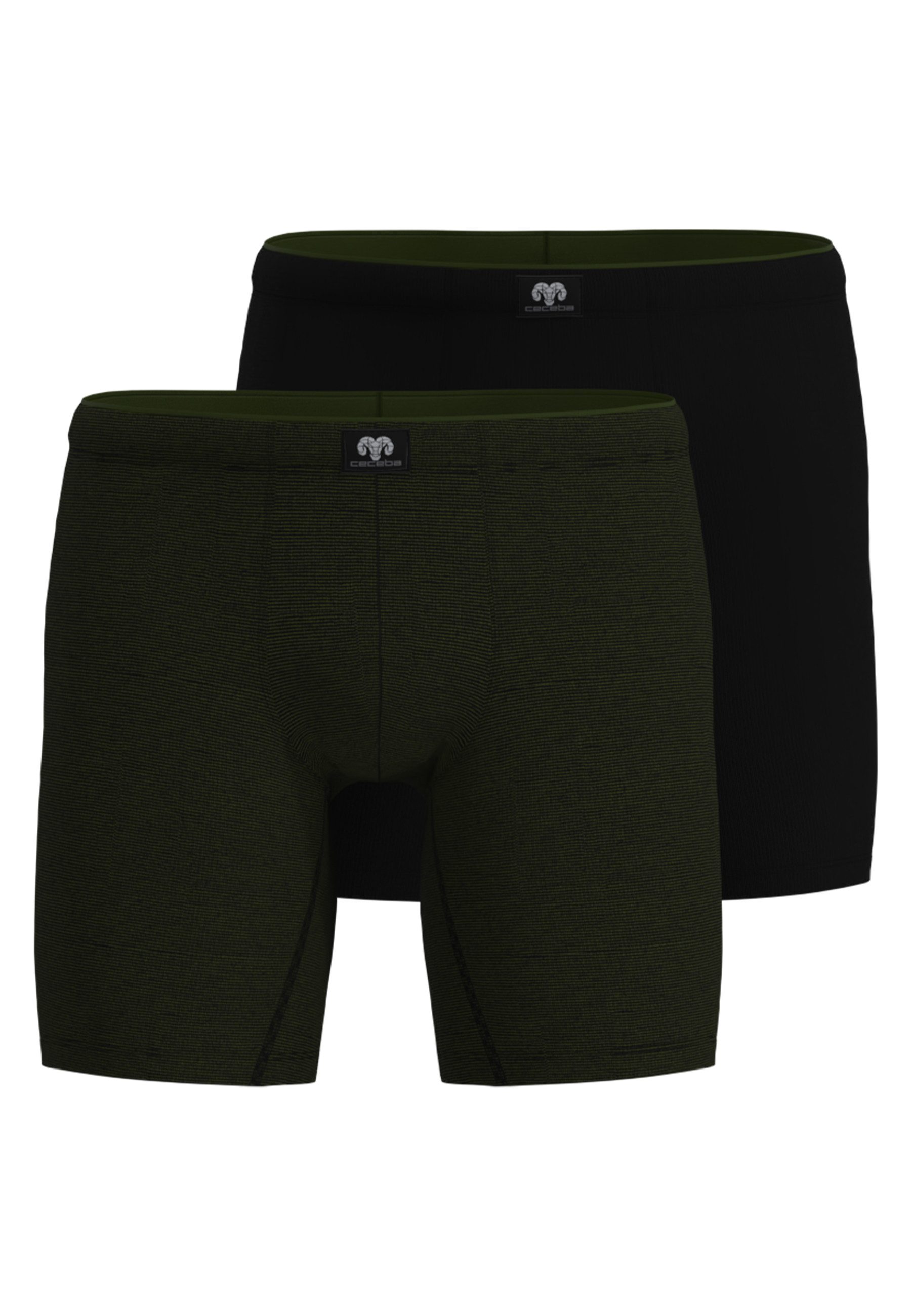 CECEBA Boxershorts CECEBA Herren Long-Pants grün uni 2er Pack (2-St)