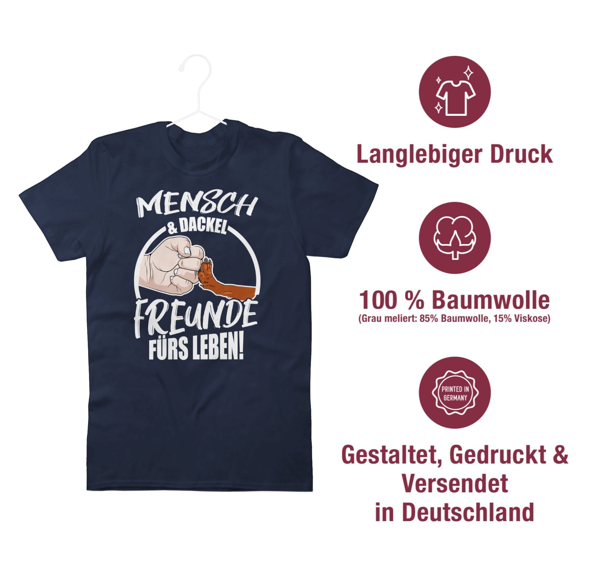 Mensch 1 Blau Navy fürs Shirtracer Dackel Hundebesitzer T-Shirt & für Geschenk Leben Freunde