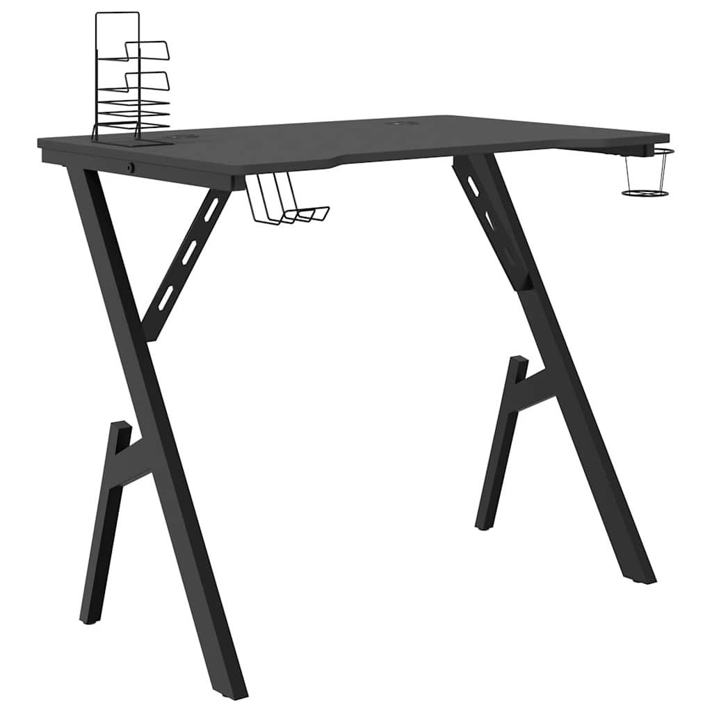 vidaXL Schreibtisch Gaming-Schreibtisch mit Y-Gestell Schwarz 90x60x75 cm