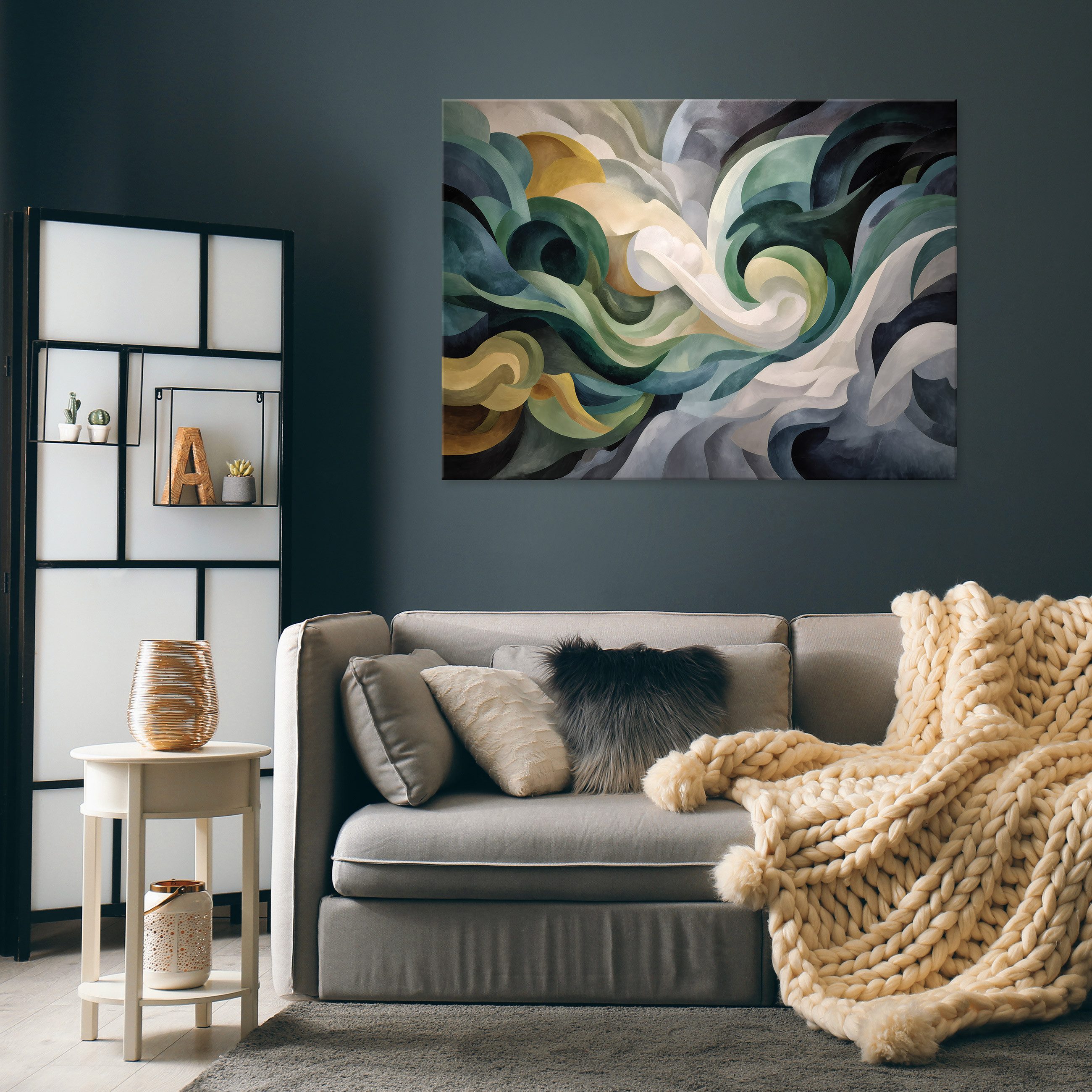 Wallarena Leinwandbild Abstrakt Marmor - Grün - Modern - Wohnzimmer, Abstrakt, 40x30x2cm