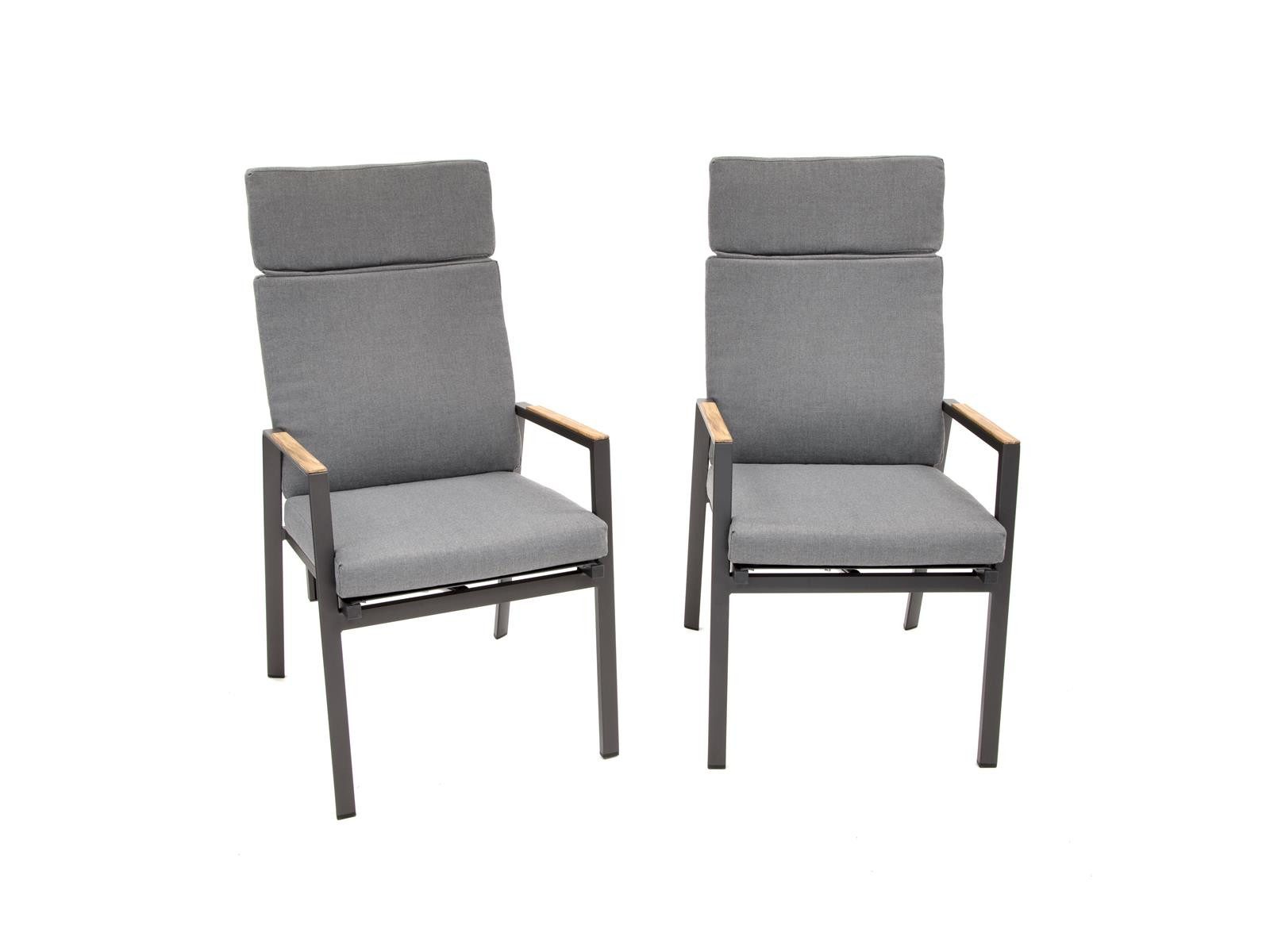 Green Spirit Gartenstuhl »Brisbane« 2er Set Stapelstühle Alu Armlehnen Gartensessel Hochlehner (Set), Aluminium, stapelbar, verstellbar - Garten, Terrasse, Balkon & Outdoor