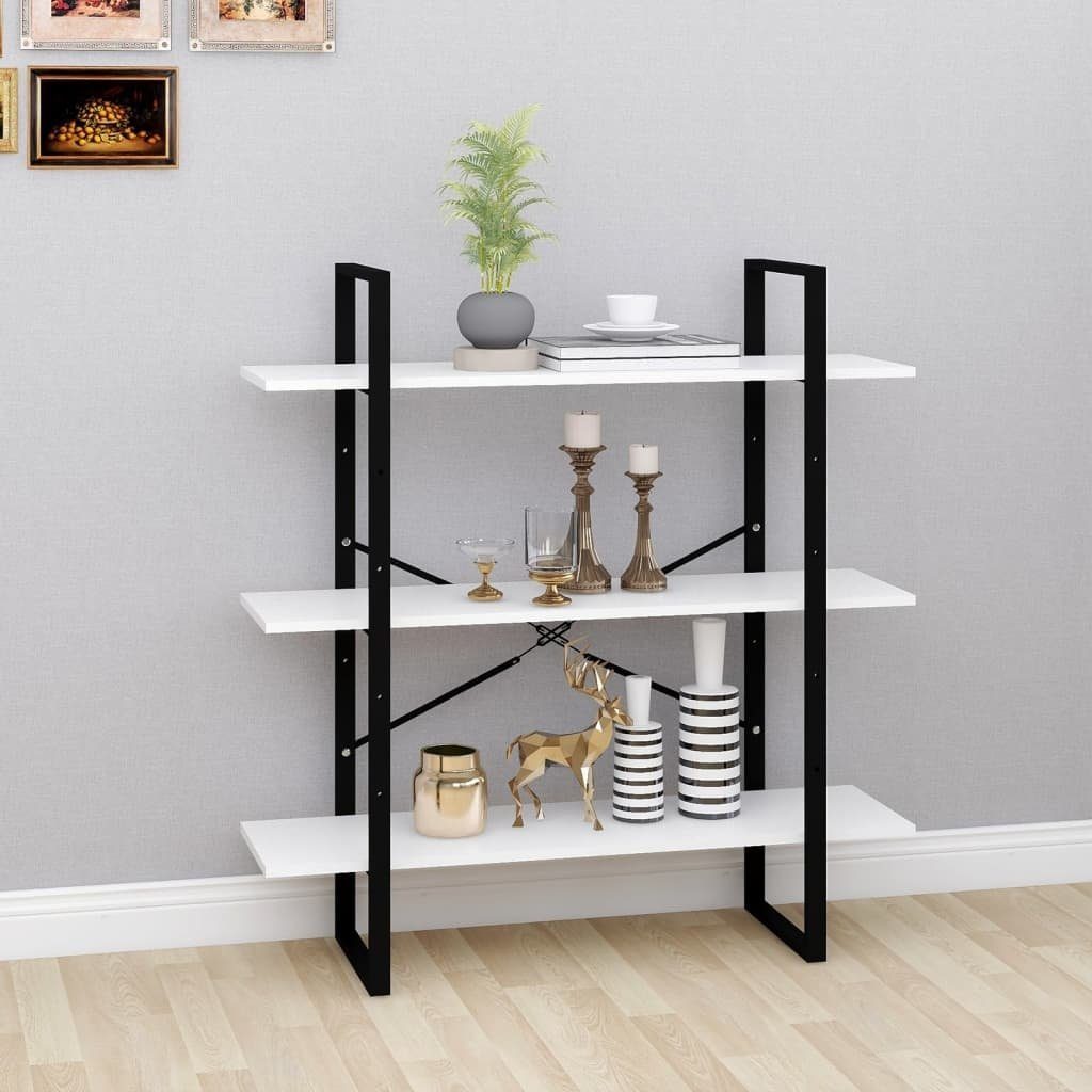 vidaXL Bücherregal in Weiß mit 3 Einlegeböden, LxBxH: 30x100x105 cm