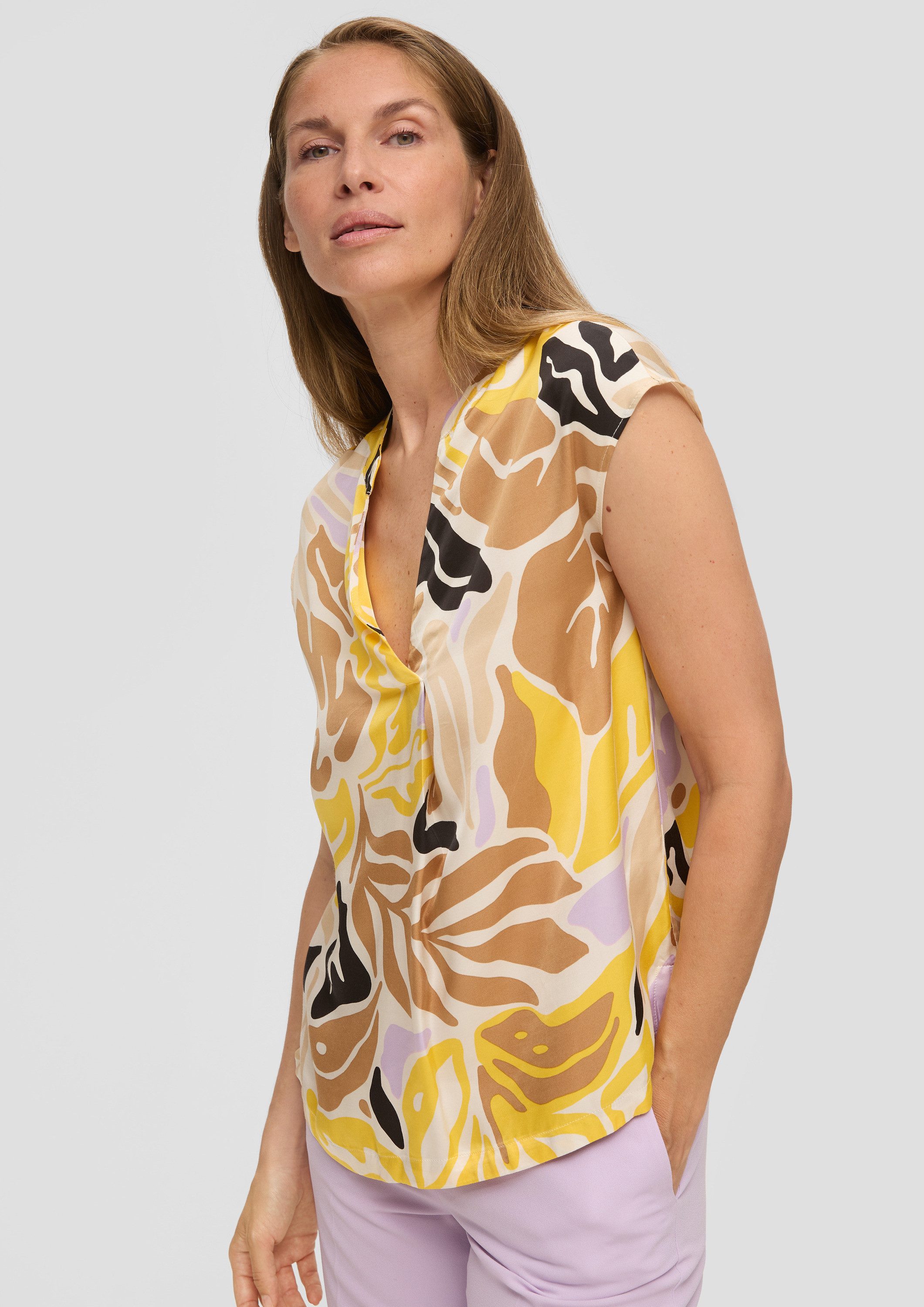 s.Oliver Kurzarmbluse Bluse Satinbluse ohne Ärmel günstig online kaufen