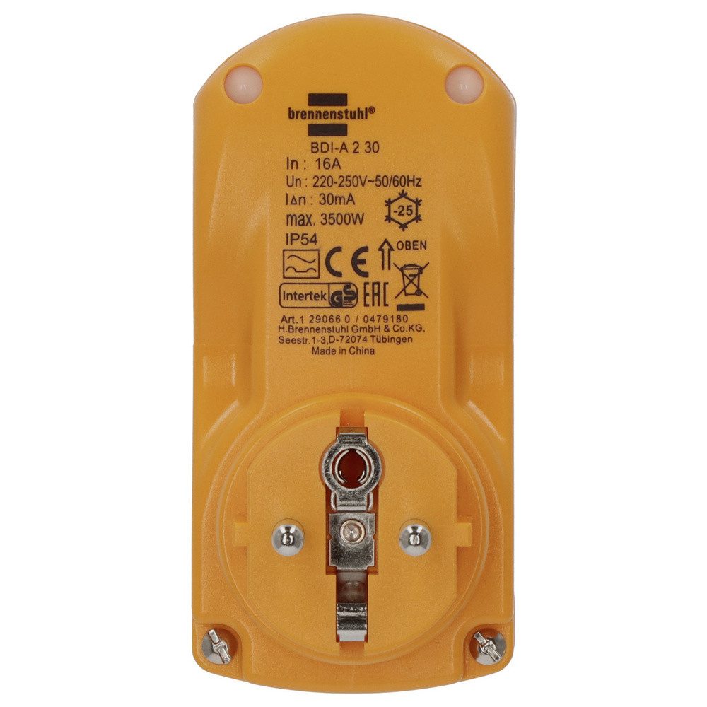 Brennenstuhl Personenschutzstecker Brennenstuhl 1290660 Personenschutz-Zwischenstecker PRCD 230 V Gelb I – Bild 3 von 5