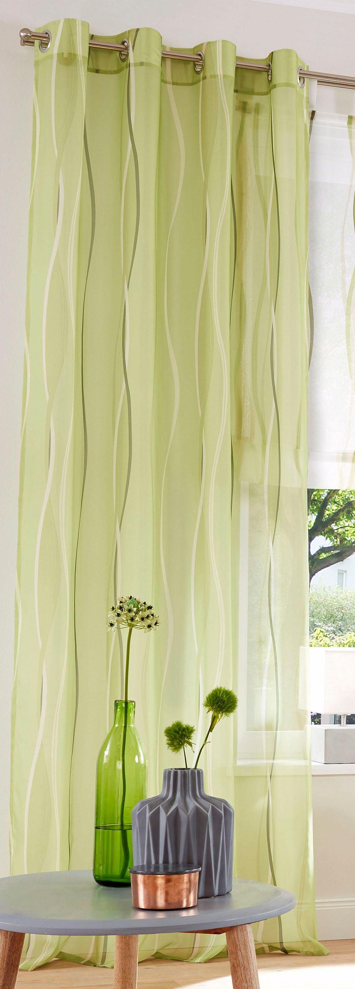 Gardine Dimona, my home, Ösen Voile, transparent, transparent, Voile, 2er-Set, (2 St), grün Polyester