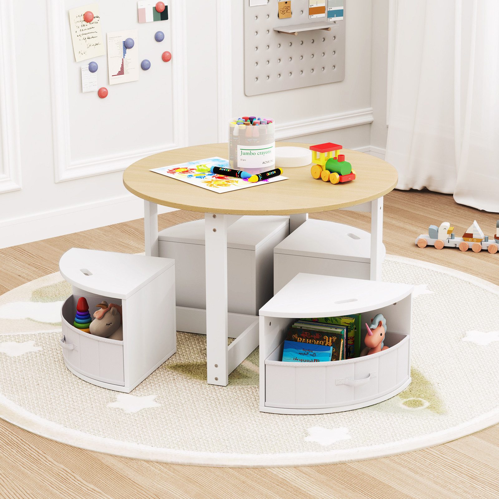 KOMFOTTEU Kindersitzgruppe, Kindertisch mit 4 Stühlen, günstig online kaufen