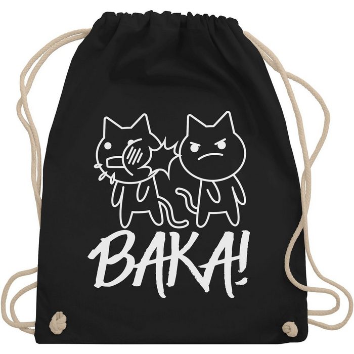 Shirtracer Turnbeutel Baka! mit Katzen - weiß Anime Merch