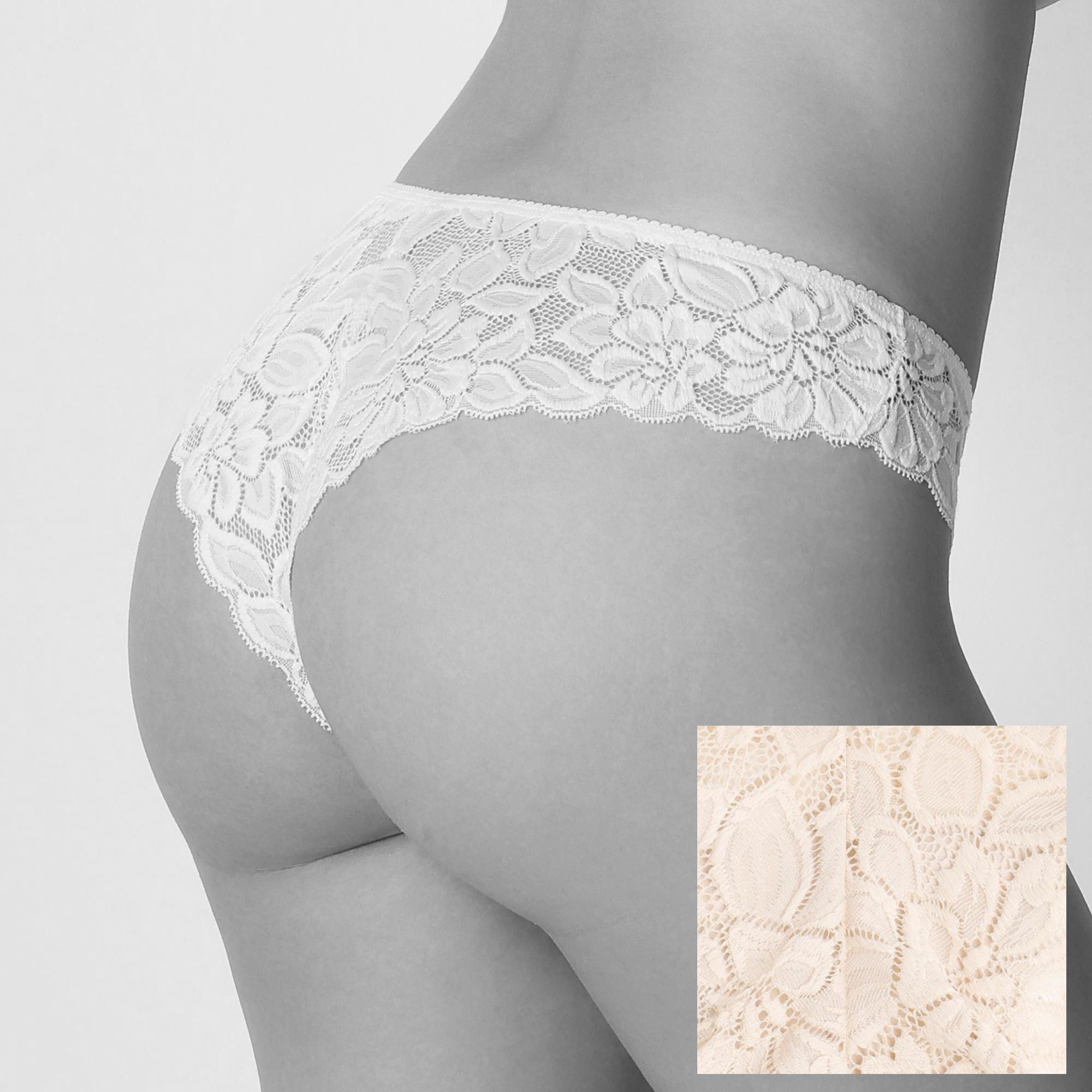 Cotonella Brasilslip COTONELLA adc87 2 STÜCK Brazilian Slip mit Spitze MY PIZZO 38-44 beige