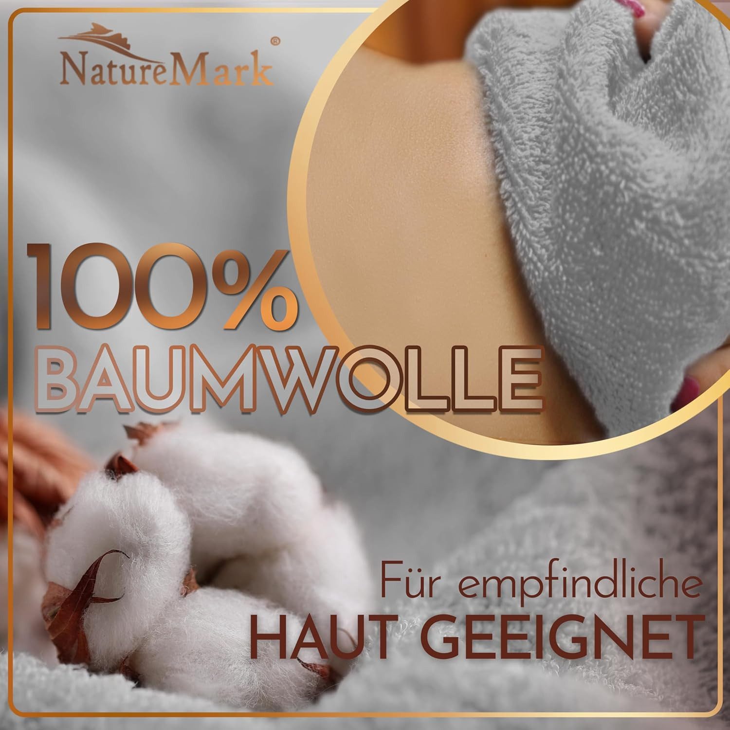 NatureMark Saunatuch Frottier Saunatücher 80x200cm, 100% Baumwolle (2-St), Premium Qualität SAUNATUCH Sauna-Handtuch, 80x200cm, Silber grau – Bild 5 von 5