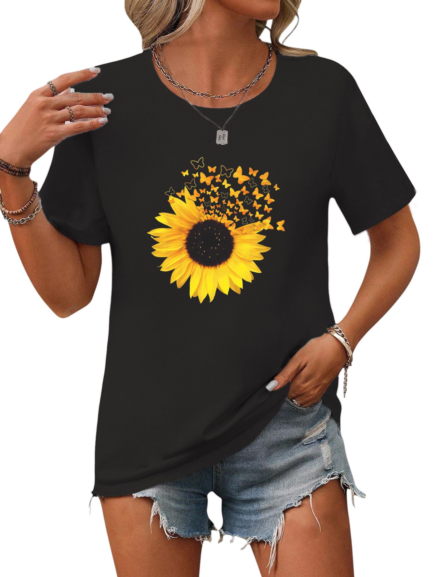 PYL Kurzarmshirt Damen Sommer Kurzarmbluse Locker günstig online kaufen