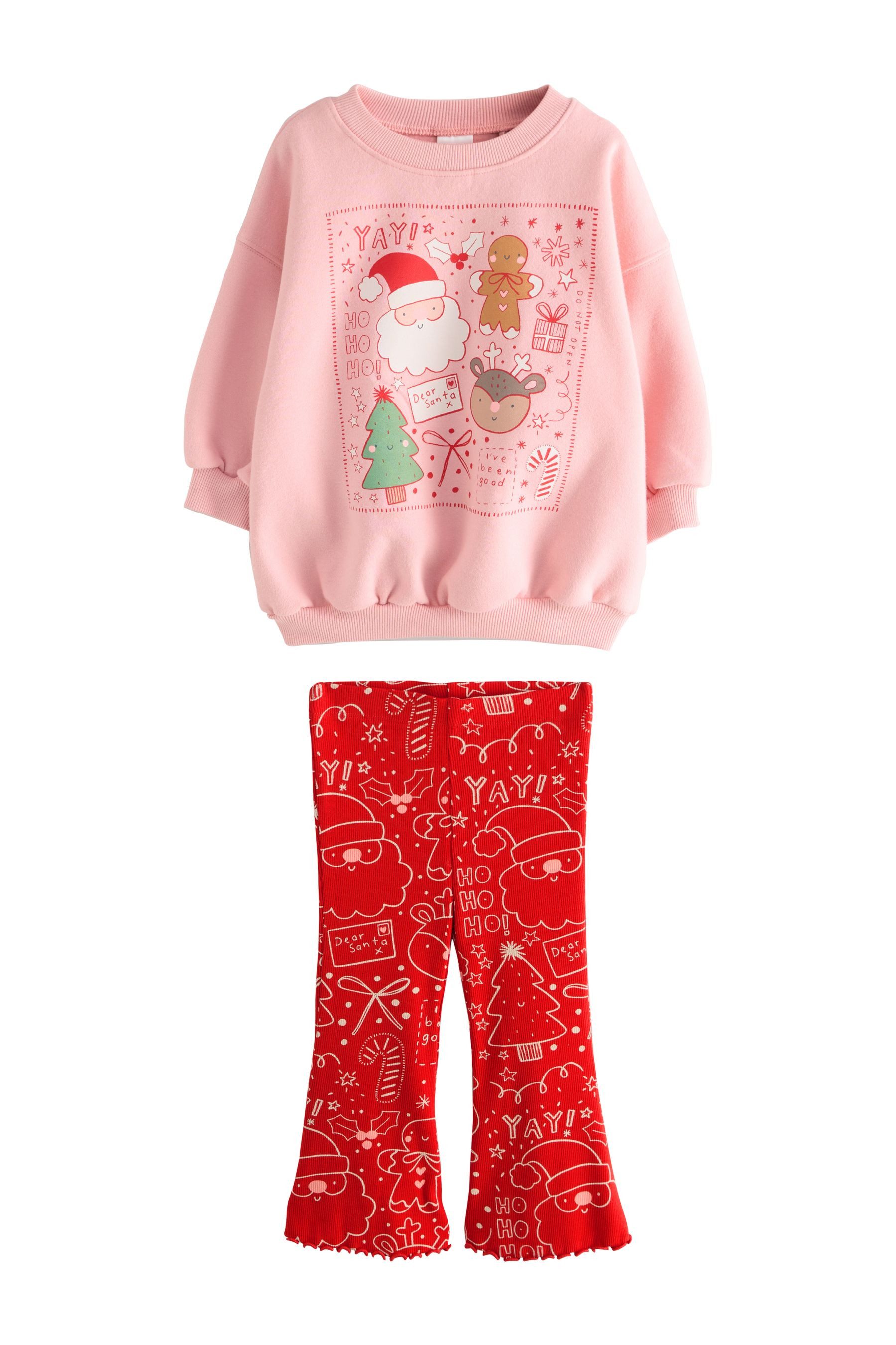 Next Top & Leggings Weihnachts-Sweatshirt und Schlagleggings im Set (2-tlg)