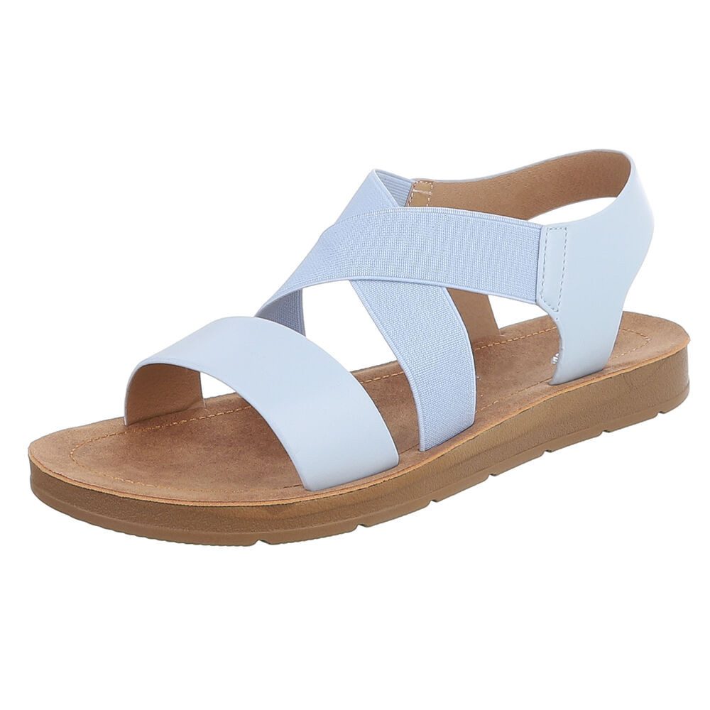 Ital-Design Damen Mokassins mit geflochtenem Detail und rutschfester Sohle Riemchensandalette (91117481) Flach Riemchensandalen in Hellblau