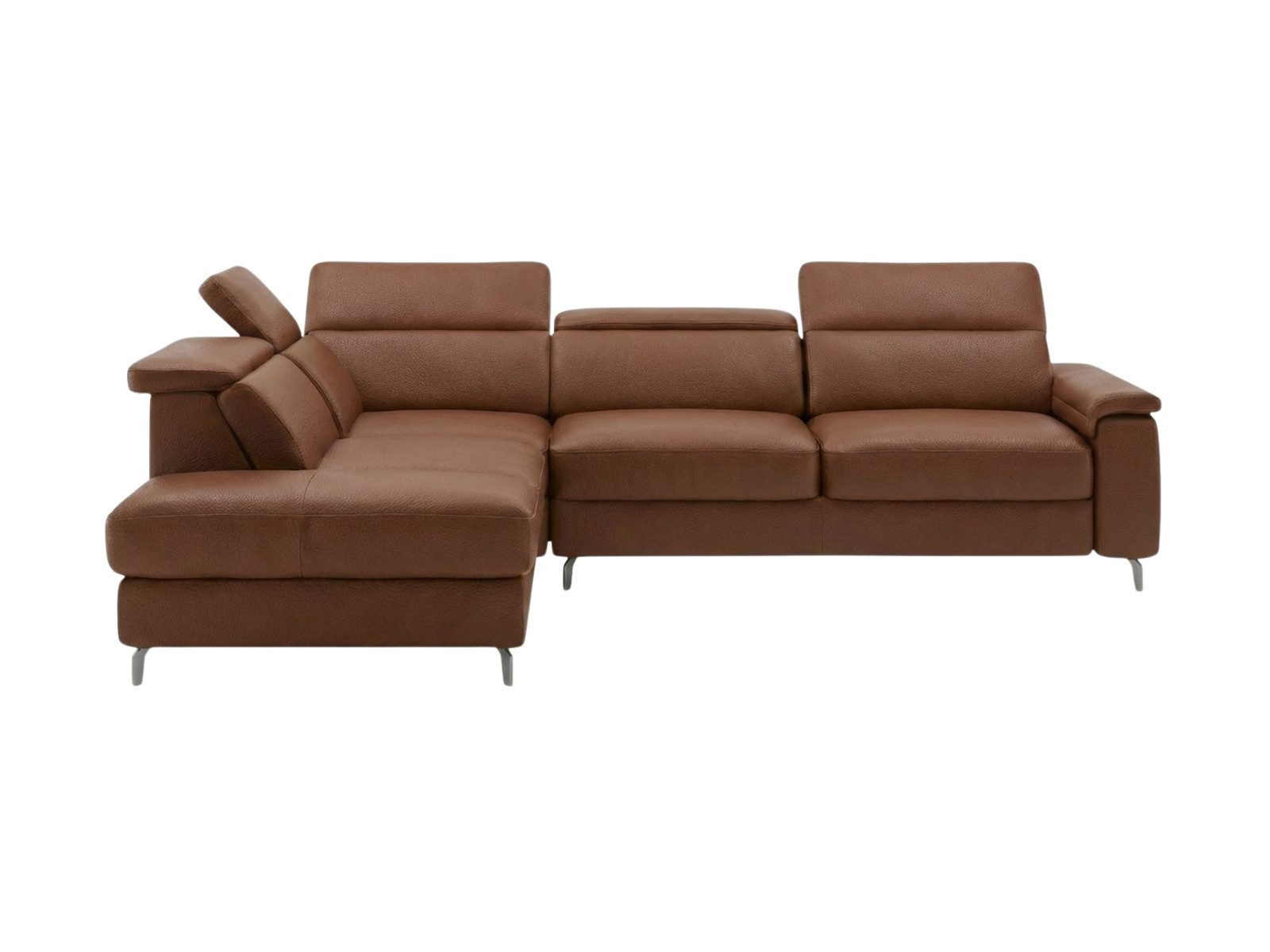 Villa Möbel Ecksofa Ambassador, L-Form 1 Teile, Echtleder-Ecksofa mit Kopfteilverstellung fürs Wohnzimmer