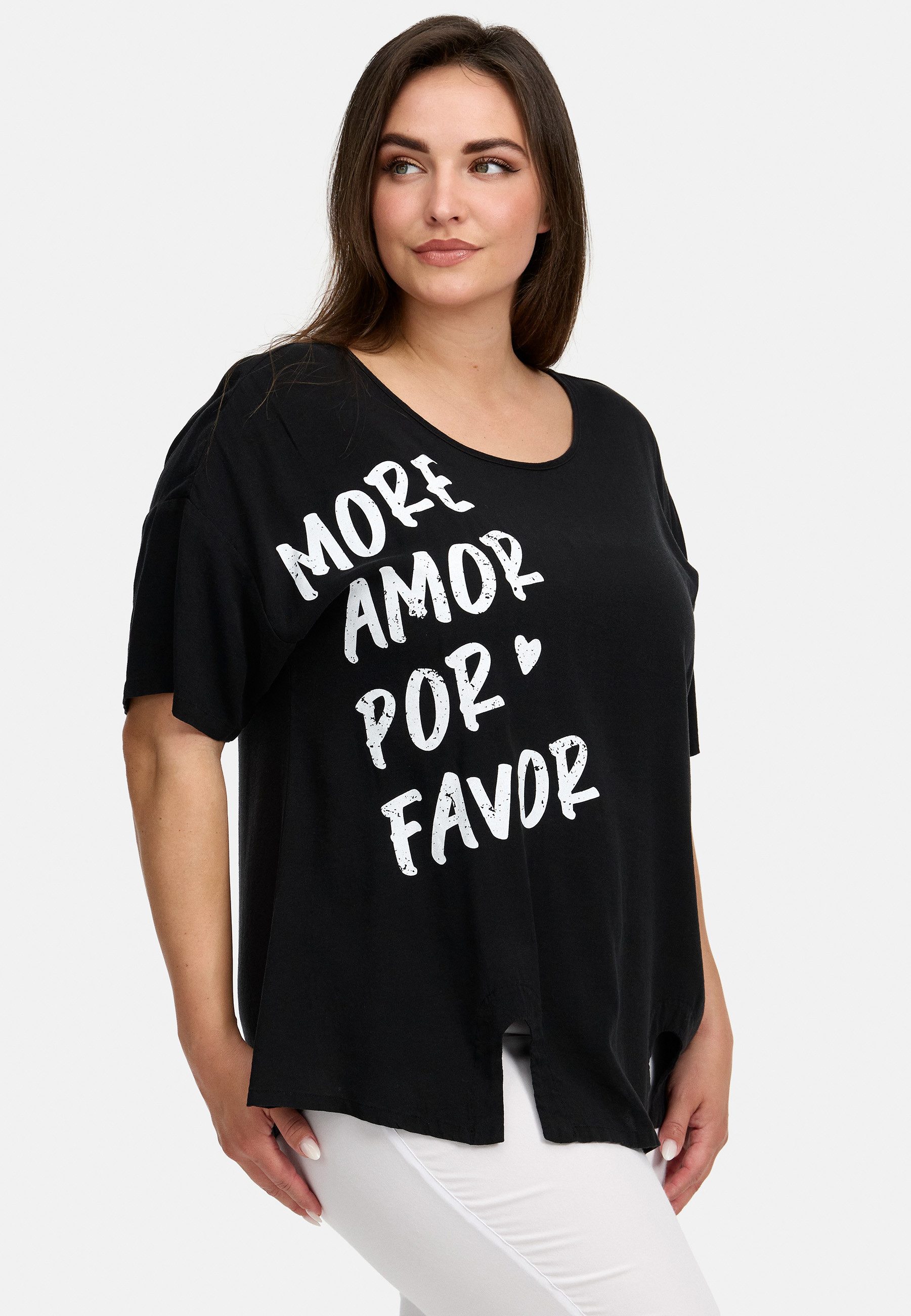 Kekoo Tunikashirt Luftiges A-Linie Shirt aus Baumwollviskose 'Amor'