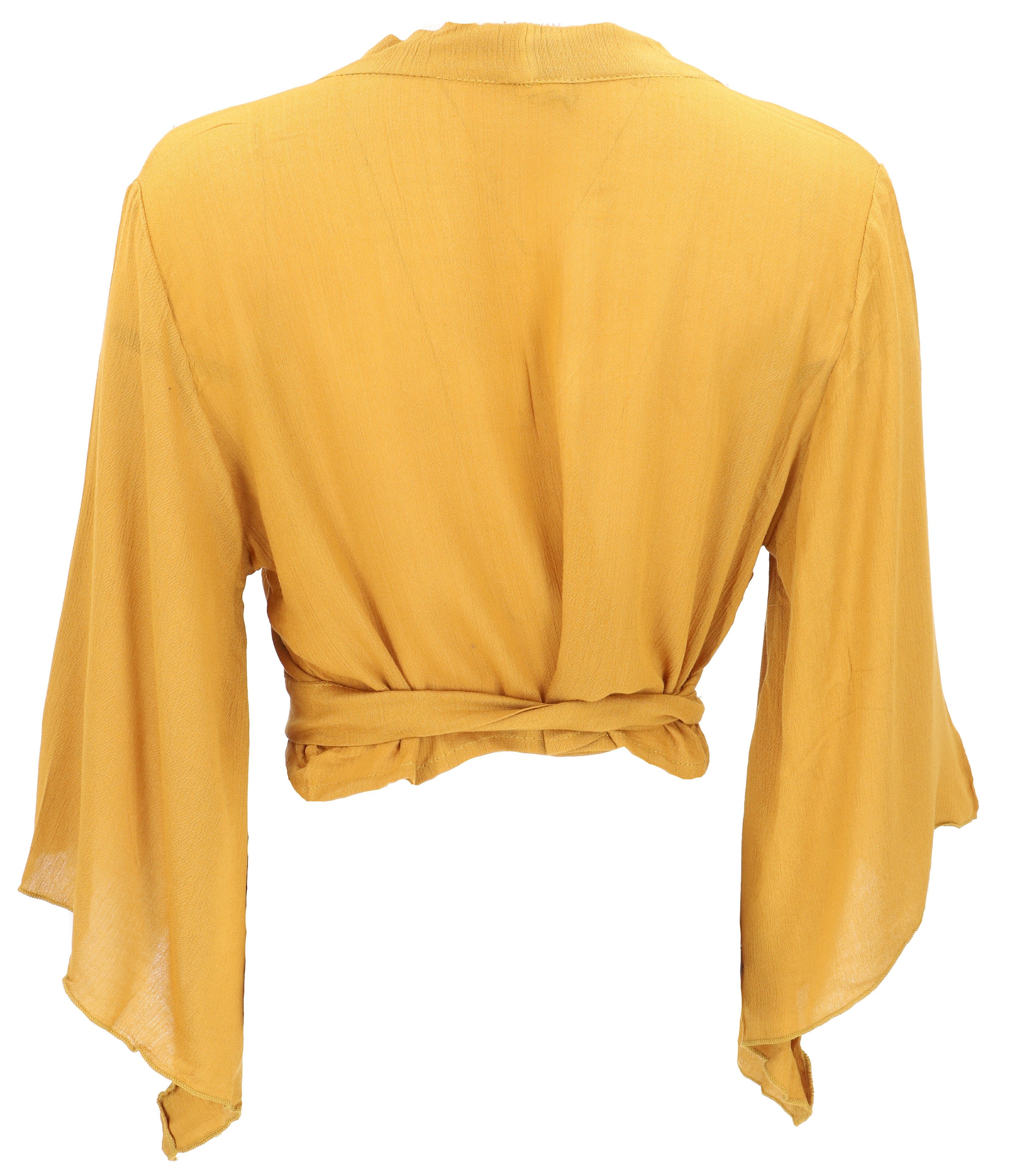 Guru-Shop Longbluse Kurztop, Boho Blusentop, Wickeltop, günstig online kaufen
