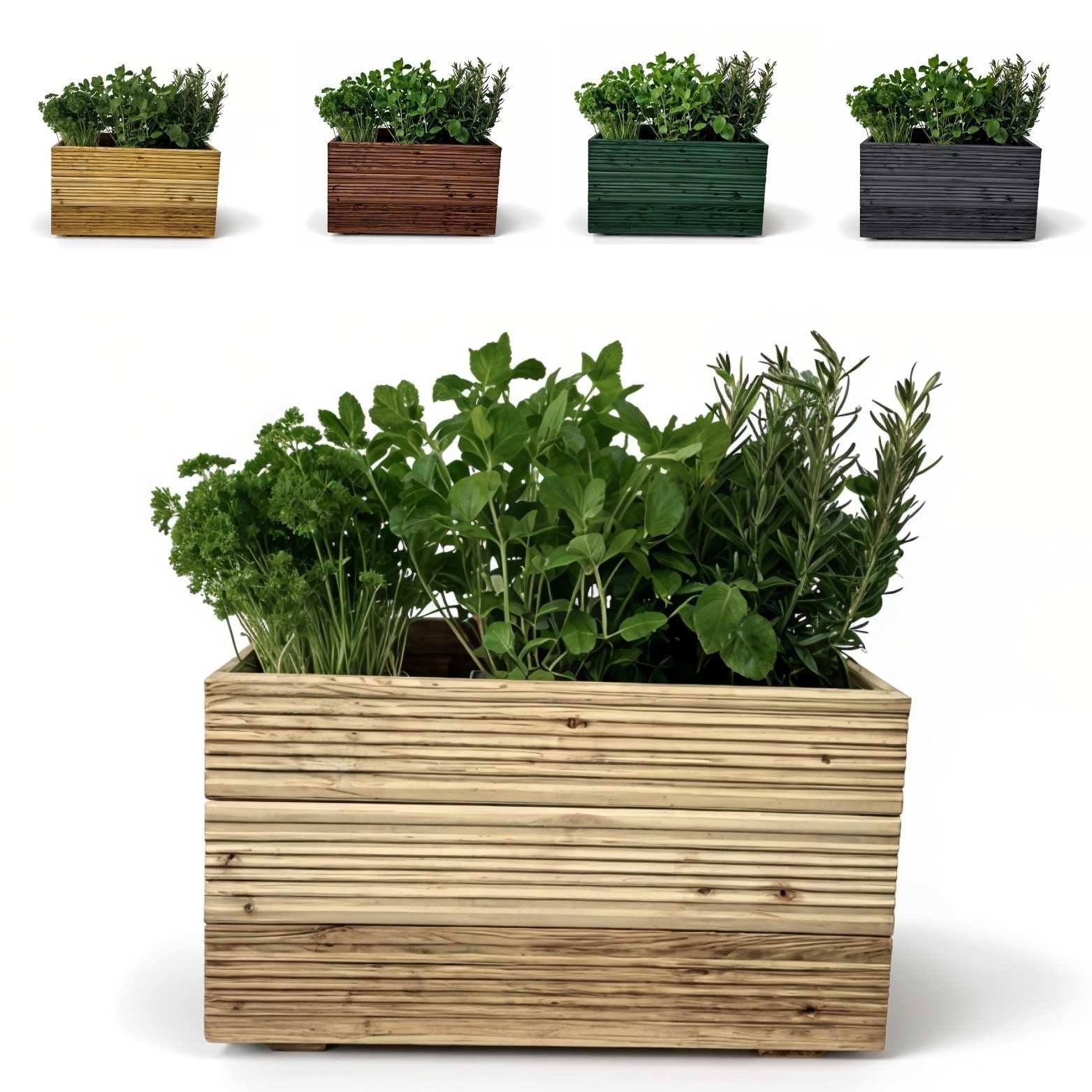 Floranica Übertopf Eckige Blumentopf Pflanzentopf Blumenkasten Kräutertopf (ohne Roller, 1 St., Unbehandelt), für drinnen und draußen - für Garten, Balkon, Terrasse und Wohnräume