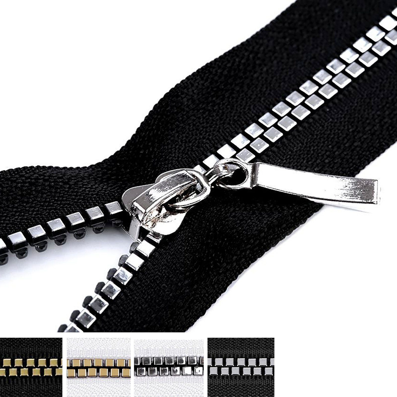 maDDma Reißverschluss 1 Profil-Reißverschluss 5mm Nonlock teilbar Würfel-Design, schwarz gold70cm