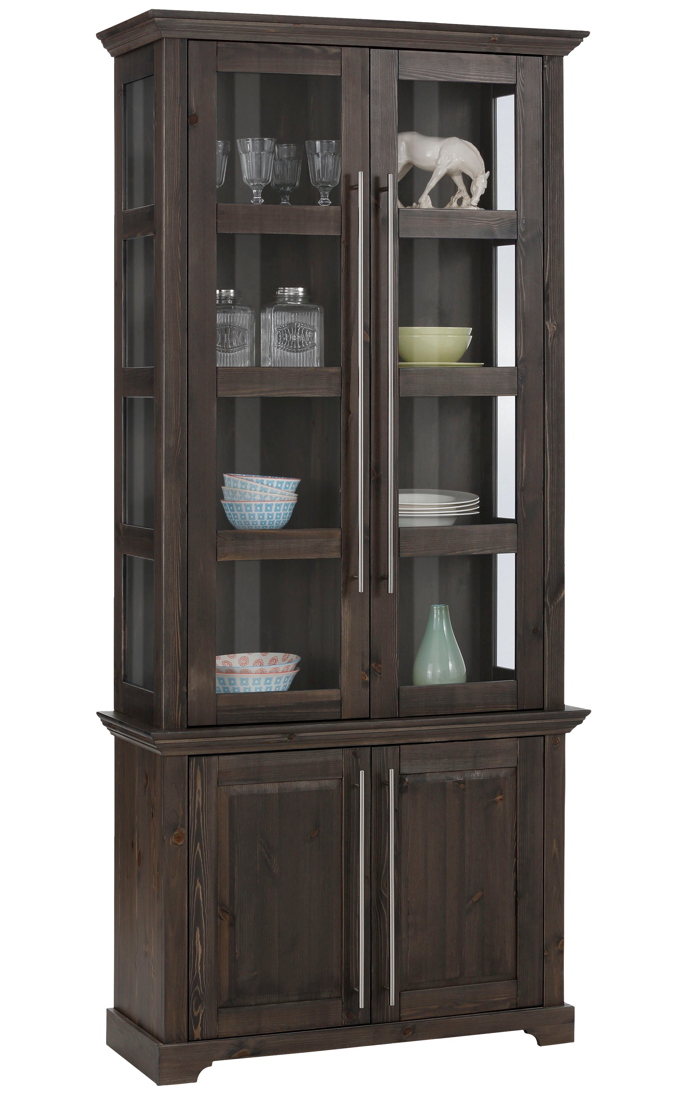 affaire Home grau Vitrine Massivholz Meliss Aus