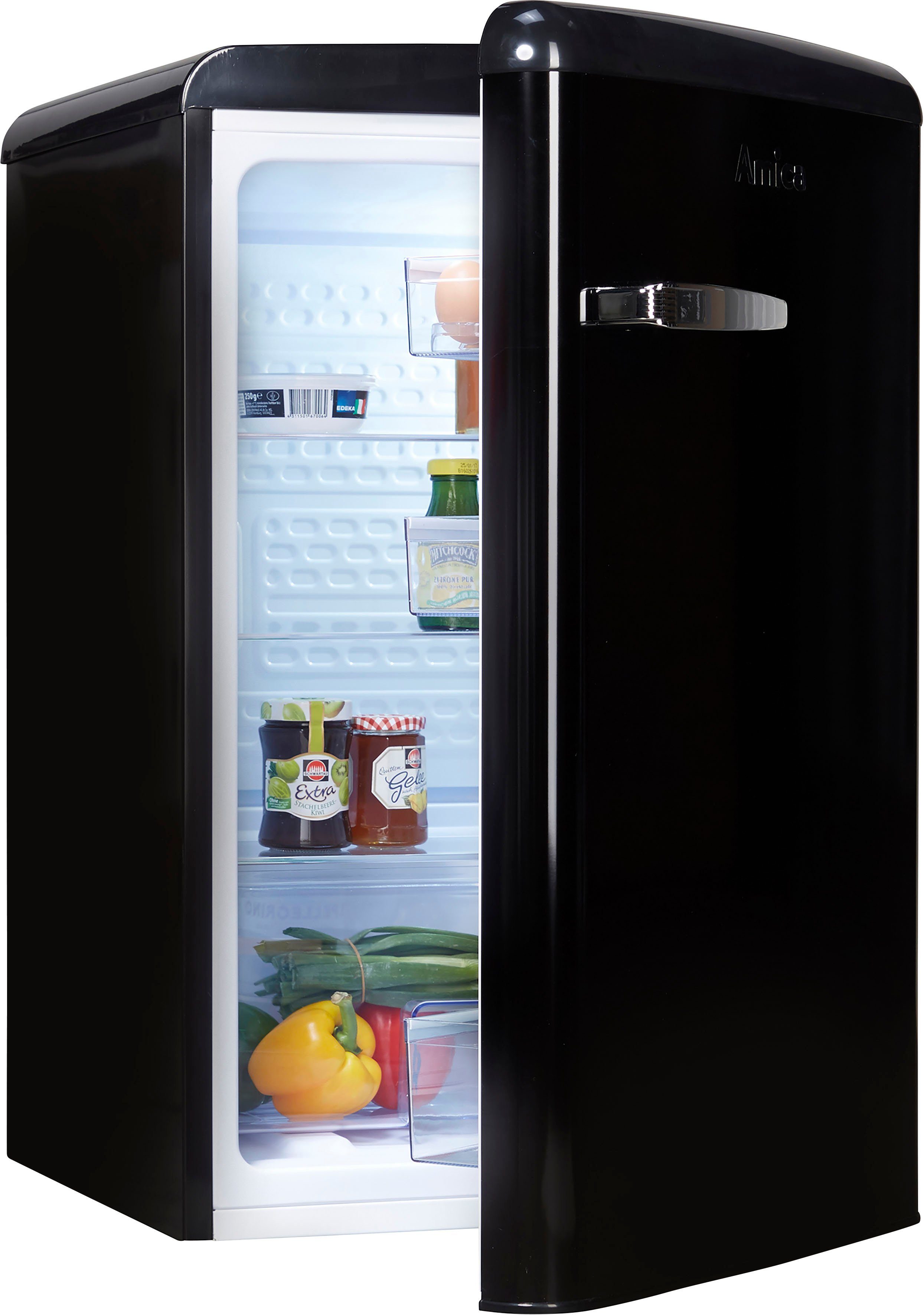 Amica Vollraumkühlschrank VKS 15620-1 R, 87,5 cm hoch, 55 cm breit,  Nutzinhalt gesamt 120 Liter | Retrokühlschränke